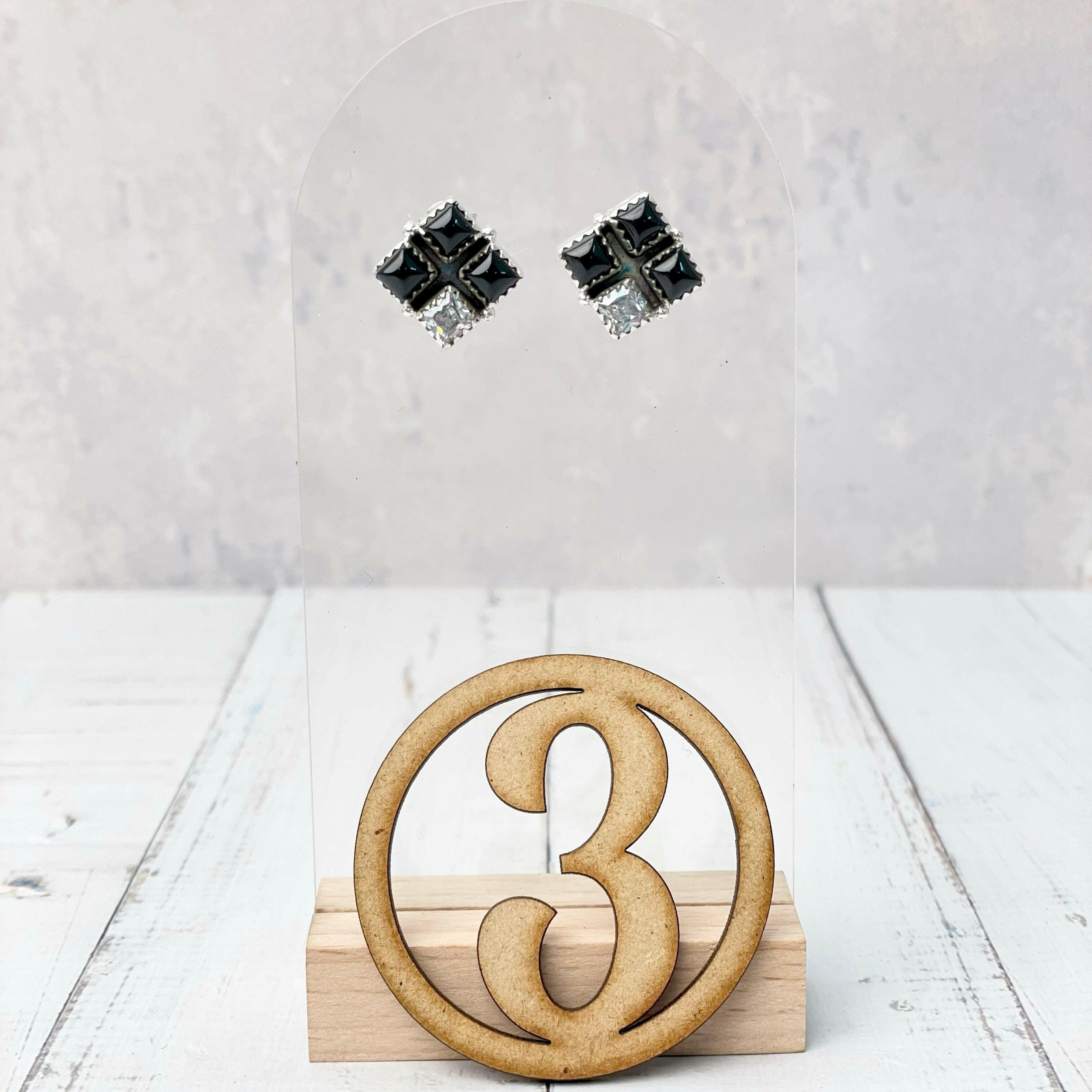 Four Square Stone Stud Earrings-Earrings-Krush Kandy, Women's Online Fashion Boutique Located in Phoenix, Arizona (Scottsdale Area)