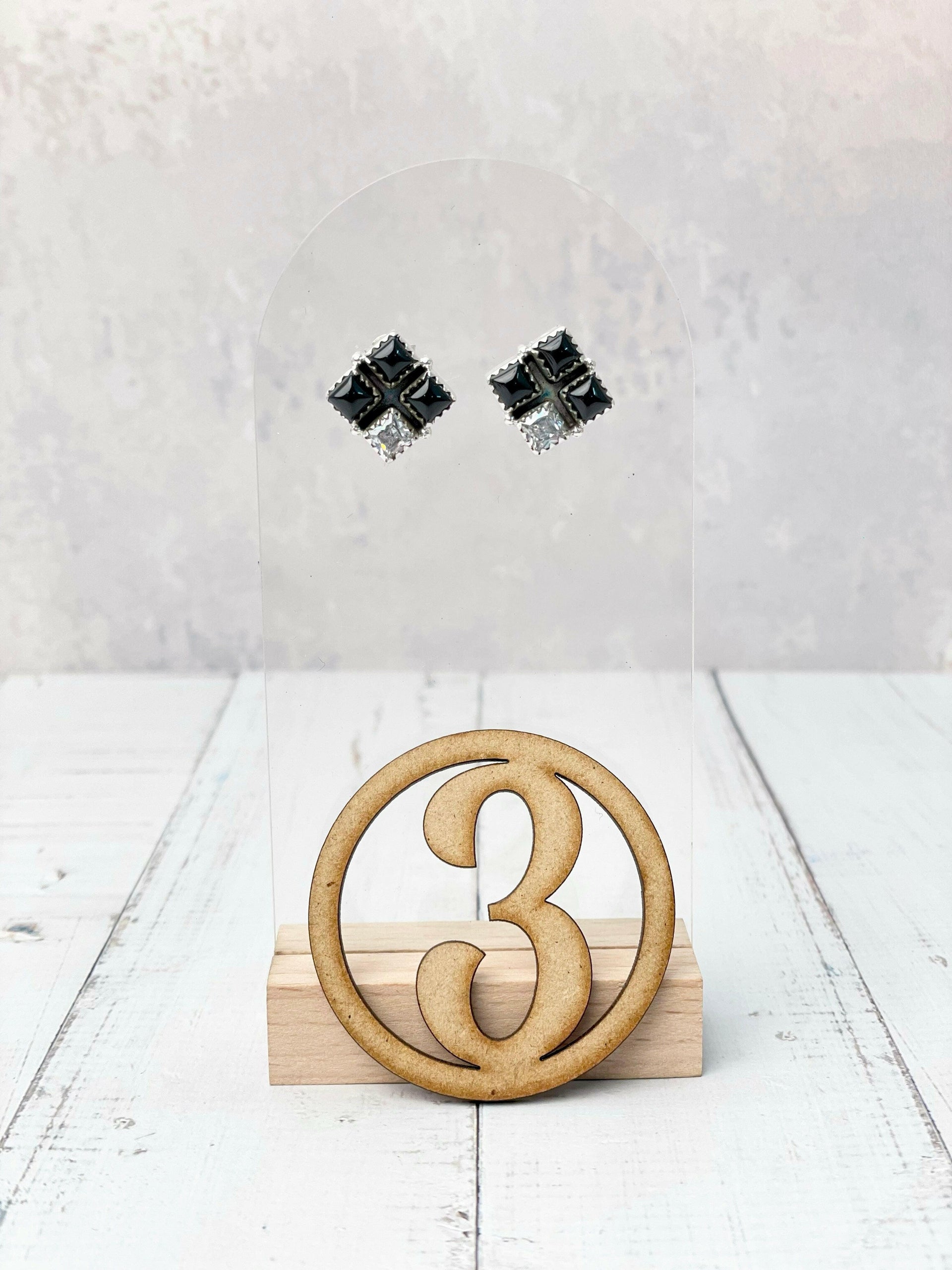 Four Square Stone Stud Earrings-Earrings-Krush Kandy, Women's Online Fashion Boutique Located in Phoenix, Arizona (Scottsdale Area)