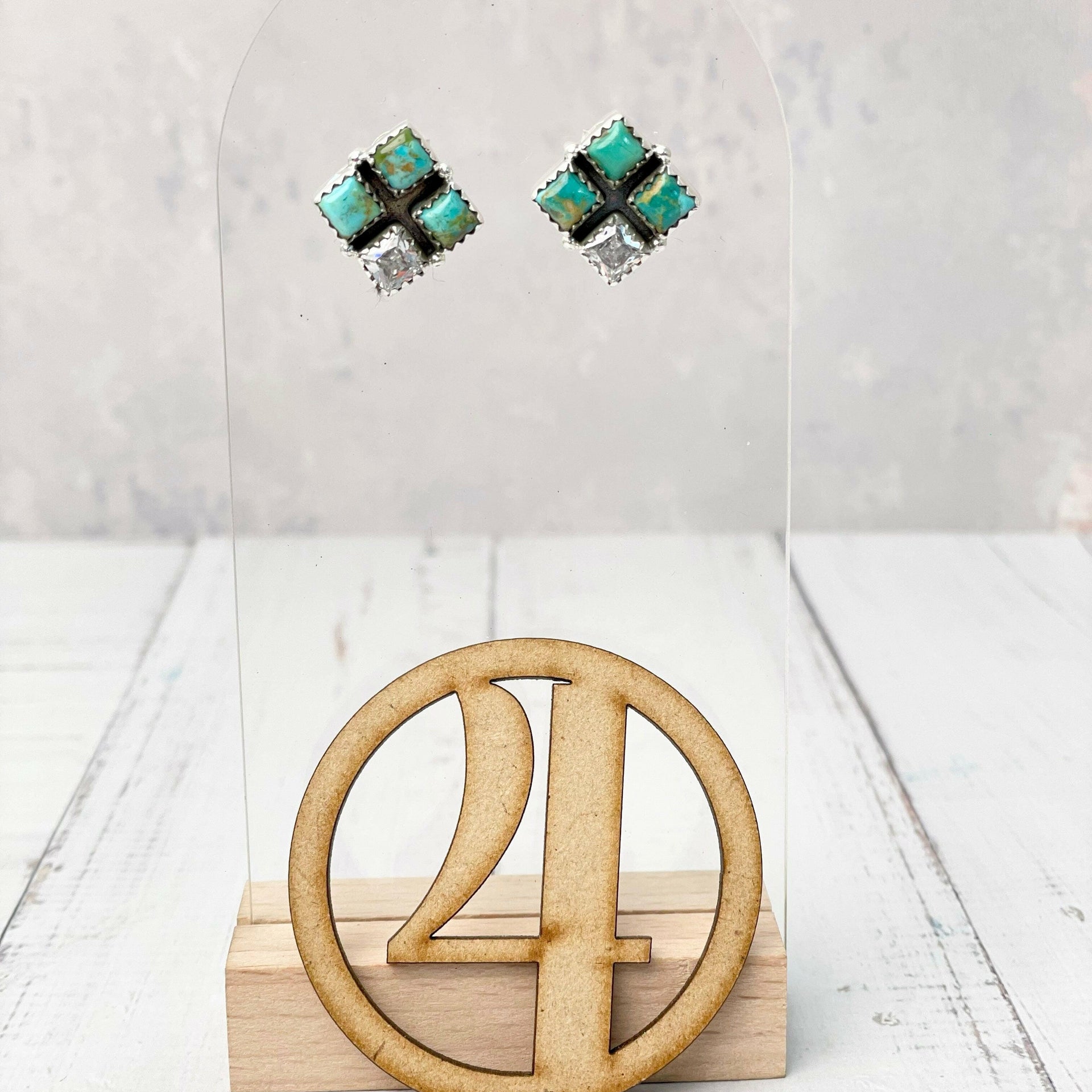 Four Square Stone Stud Earrings-Earrings-Krush Kandy, Women's Online Fashion Boutique Located in Phoenix, Arizona (Scottsdale Area)