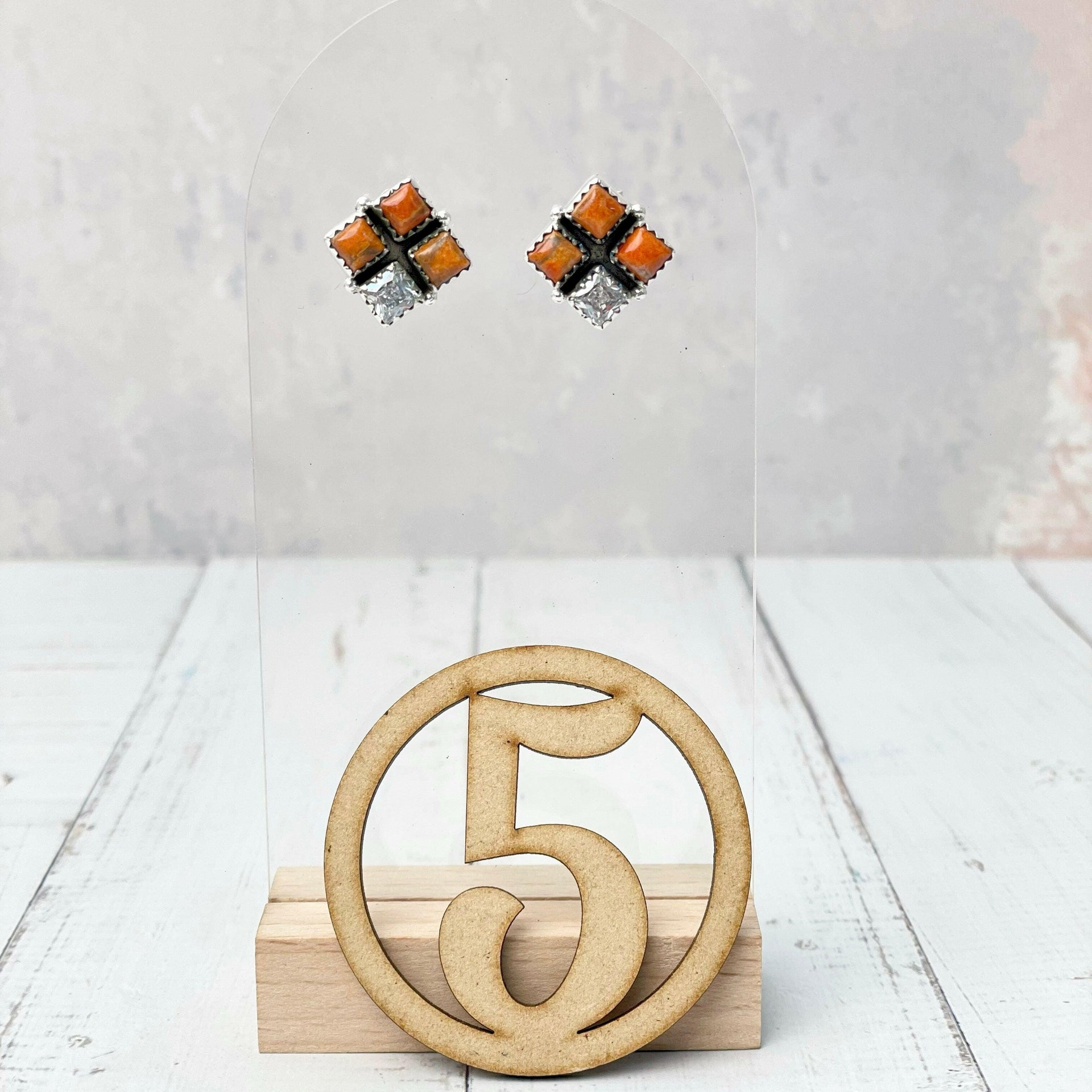 Four Square Stone Stud Earrings-Earrings-Krush Kandy, Women's Online Fashion Boutique Located in Phoenix, Arizona (Scottsdale Area)