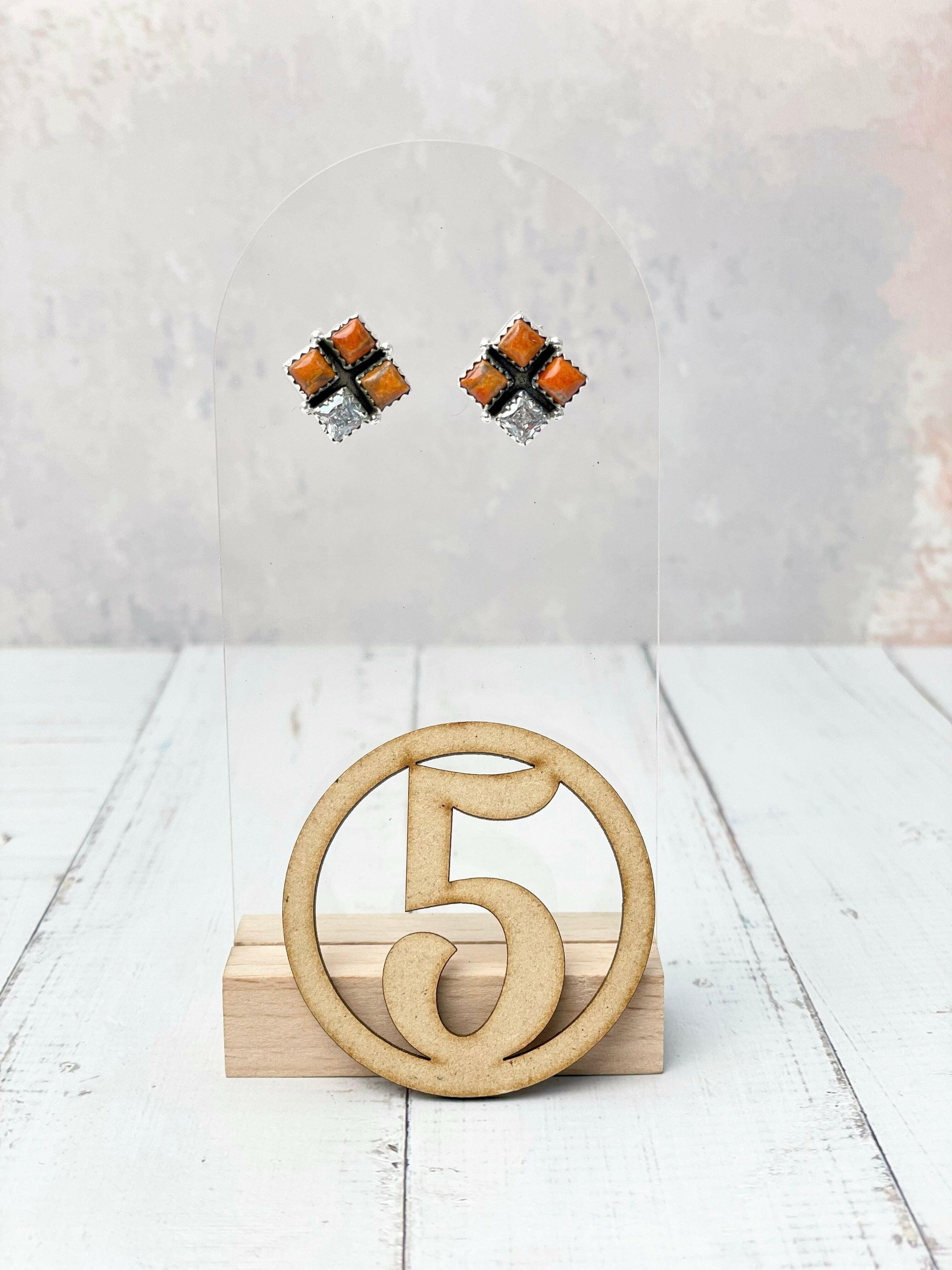 Four Square Stone Stud Earrings-Earrings-Krush Kandy, Women's Online Fashion Boutique Located in Phoenix, Arizona (Scottsdale Area)