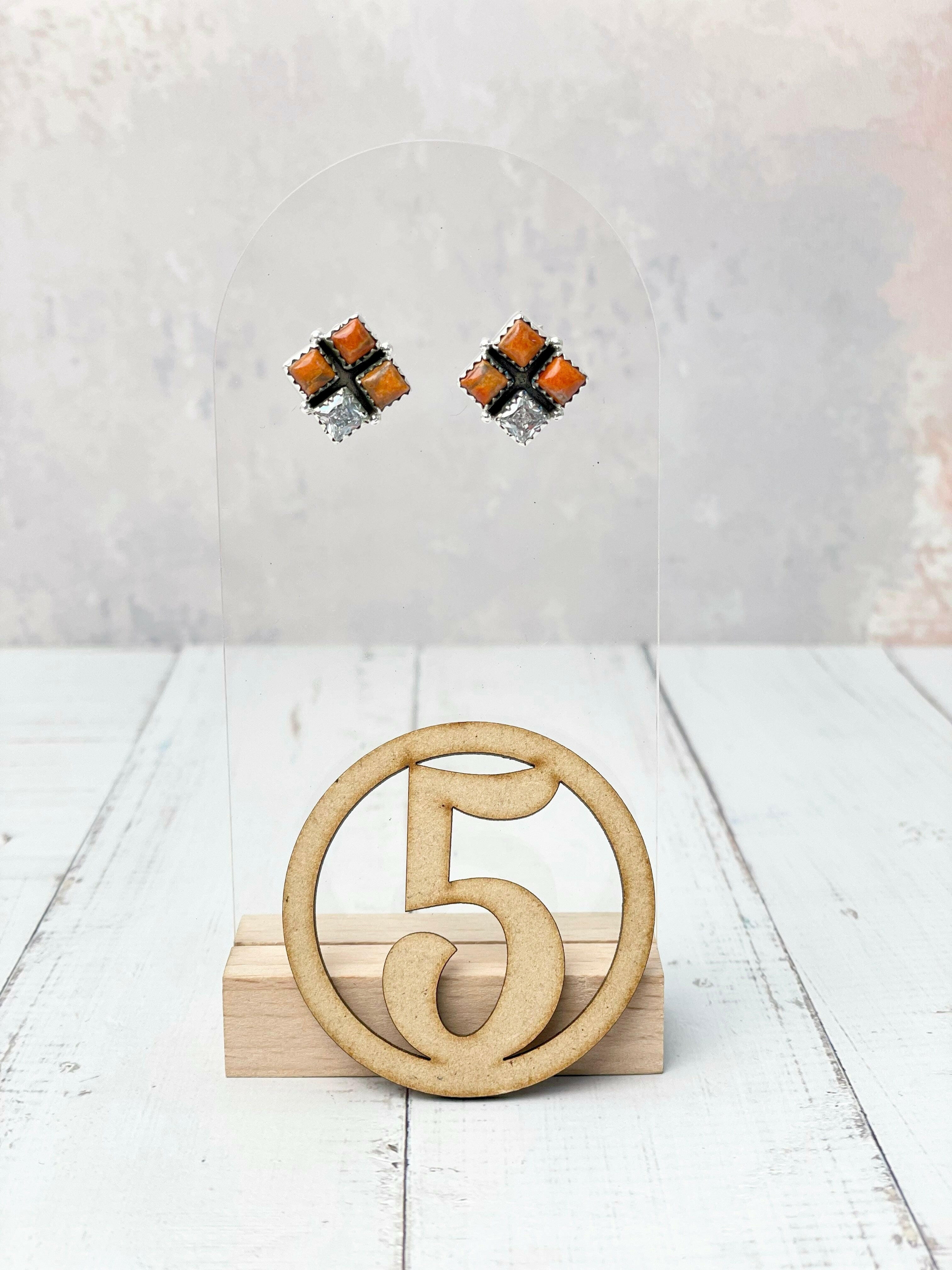 Four Square Stone Stud Earrings-Earrings-Krush Kandy, Women's Online Fashion Boutique Located in Phoenix, Arizona (Scottsdale Area)