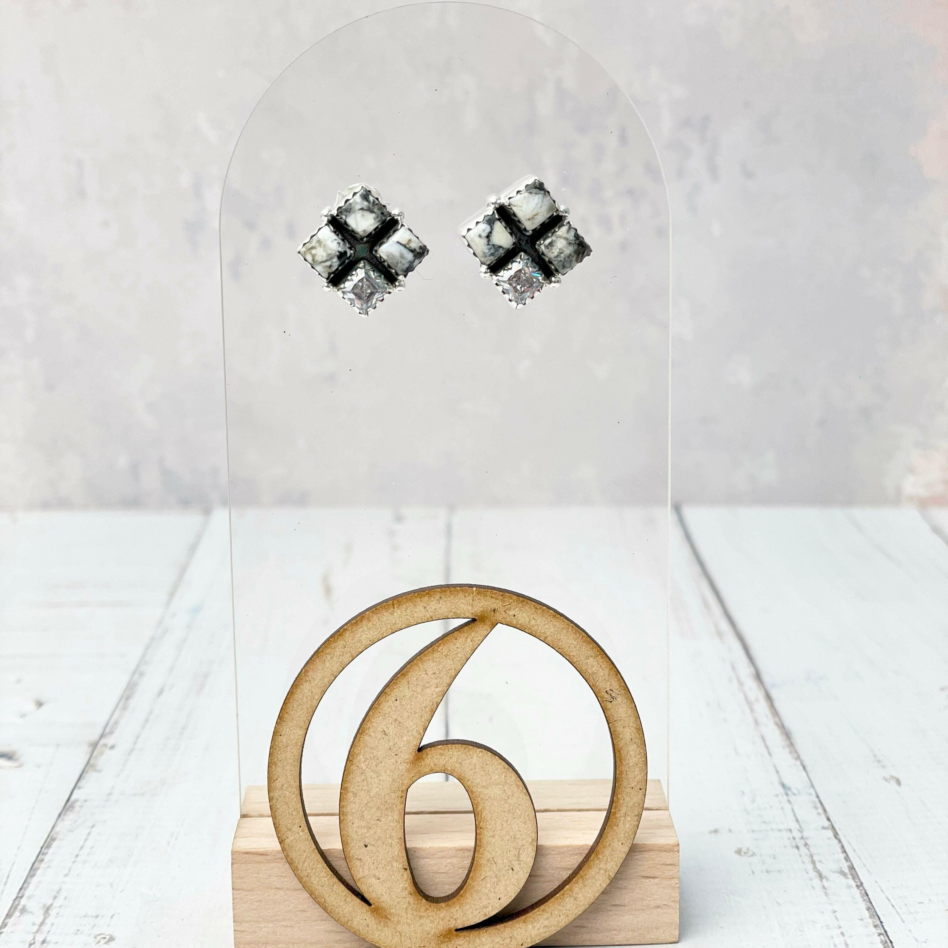 Four Square Stone Stud Earrings-Earrings-Krush Kandy, Women's Online Fashion Boutique Located in Phoenix, Arizona (Scottsdale Area)