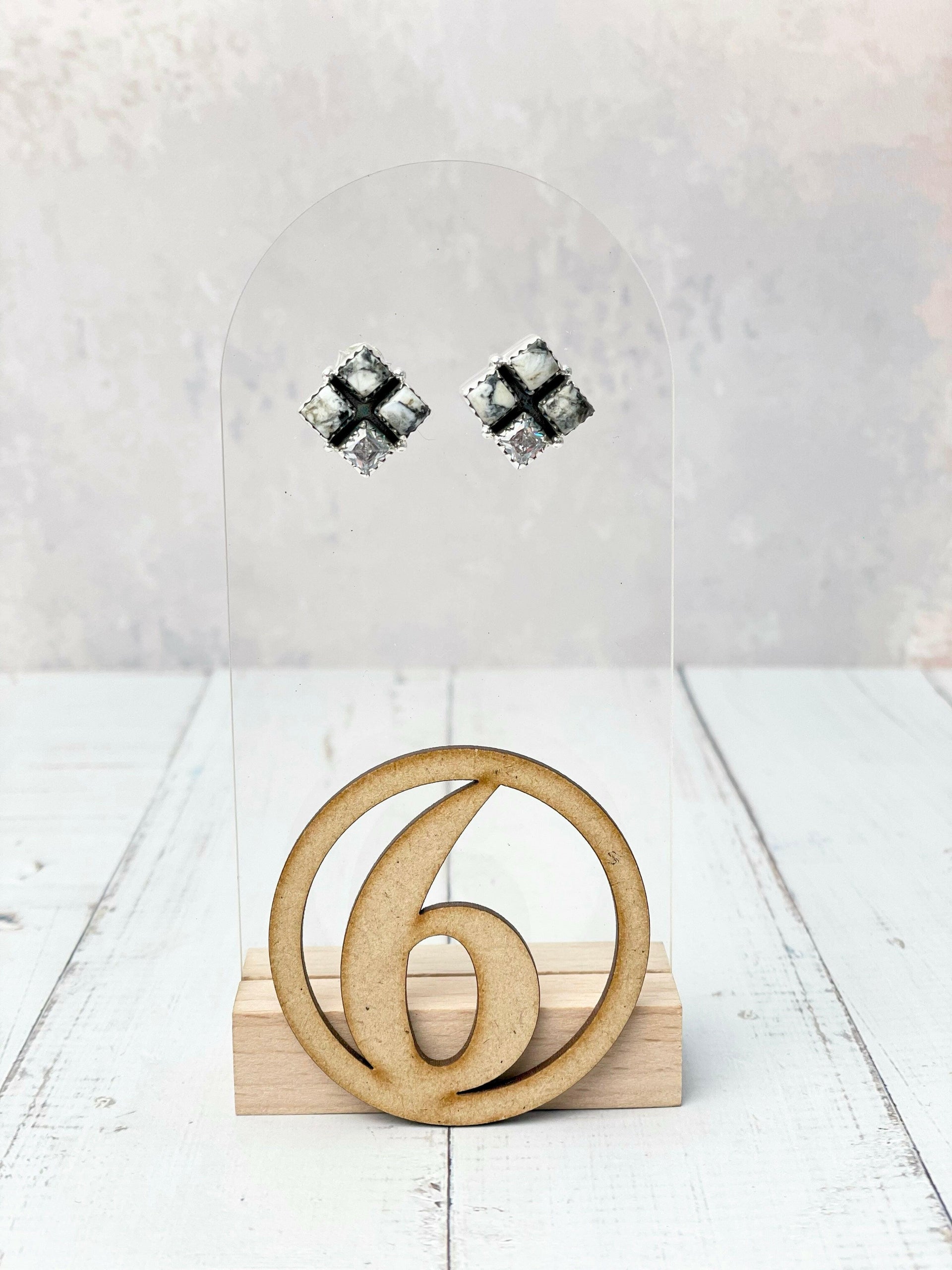 Four Square Stone Stud Earrings-Earrings-Krush Kandy, Women's Online Fashion Boutique Located in Phoenix, Arizona (Scottsdale Area)