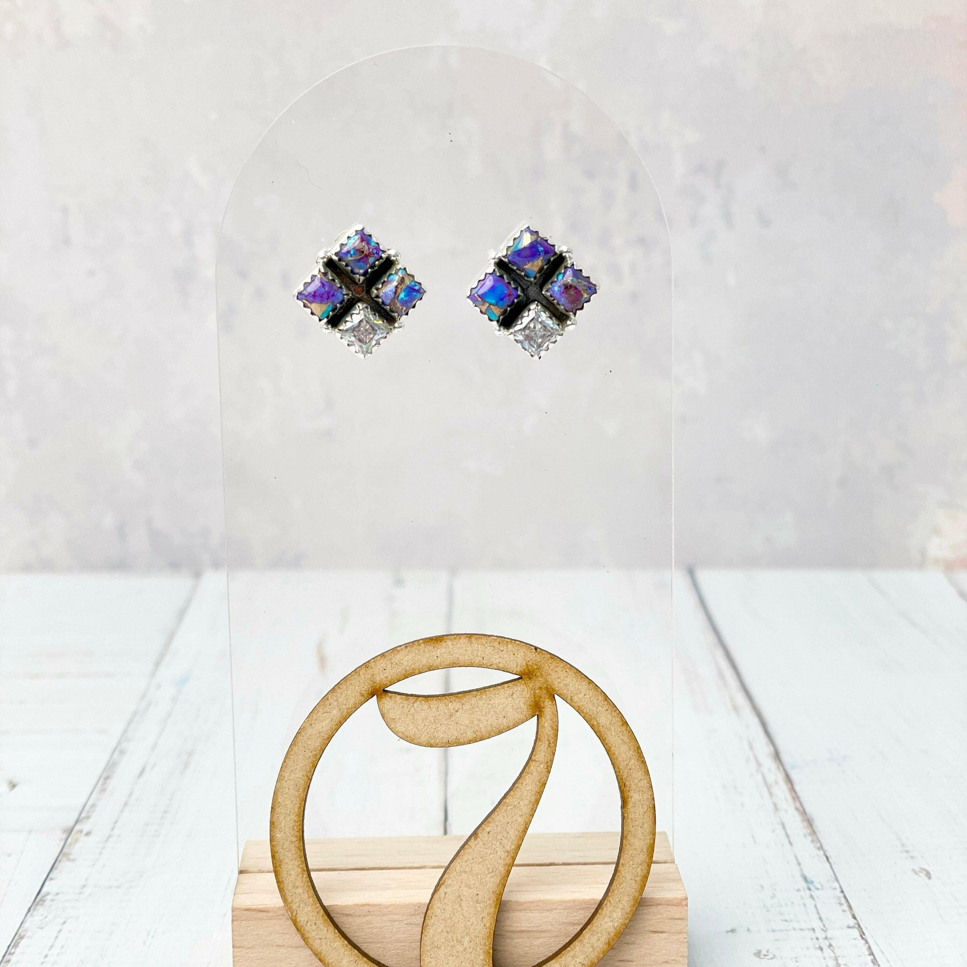 Four Square Stone Stud Earrings-Earrings-Krush Kandy, Women's Online Fashion Boutique Located in Phoenix, Arizona (Scottsdale Area)