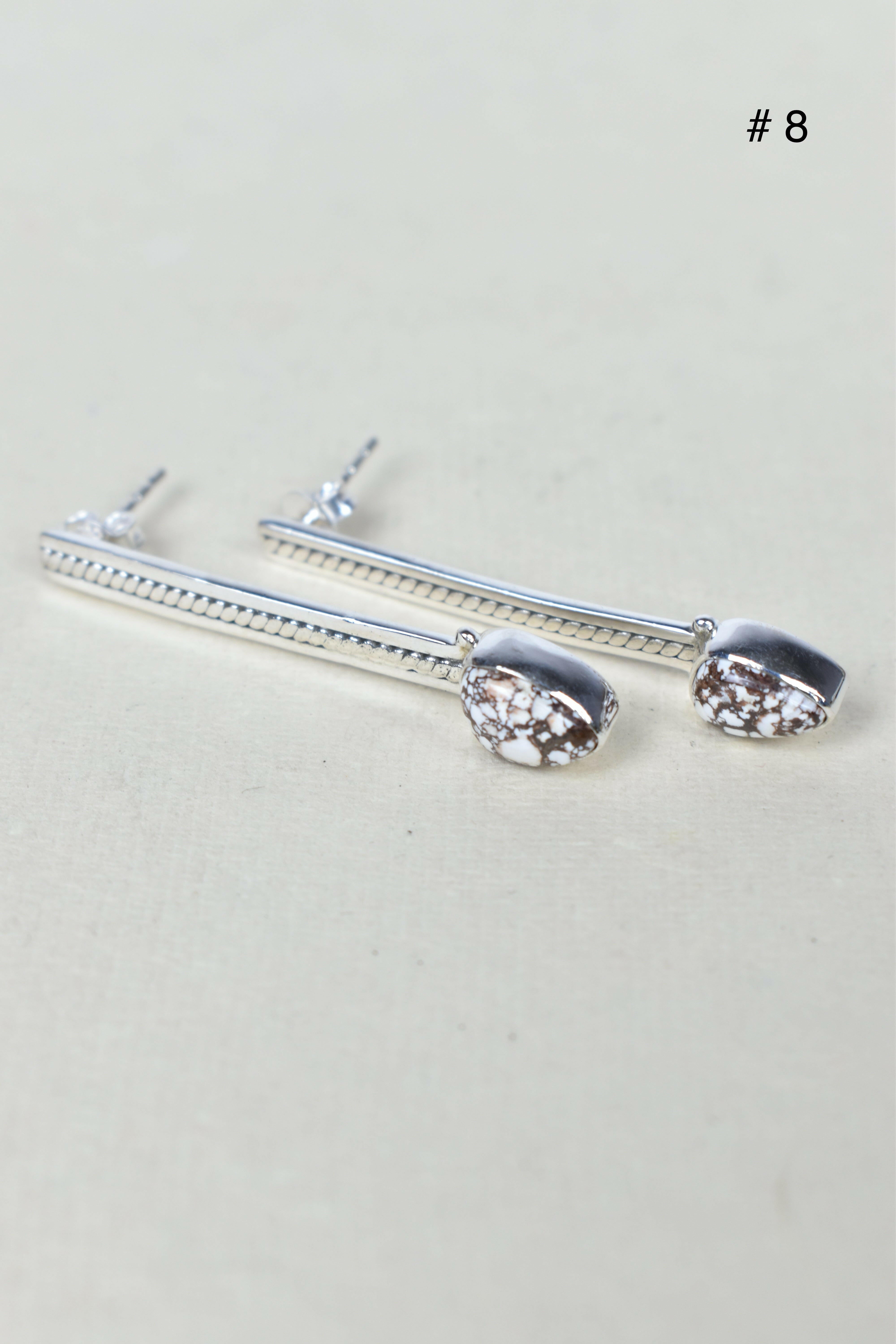 Silver Solitaire Bar Earrings-Drop Earrings-Krush Kandy, Women's Online Fashion Boutique Located in Phoenix, Arizona (Scottsdale Area)