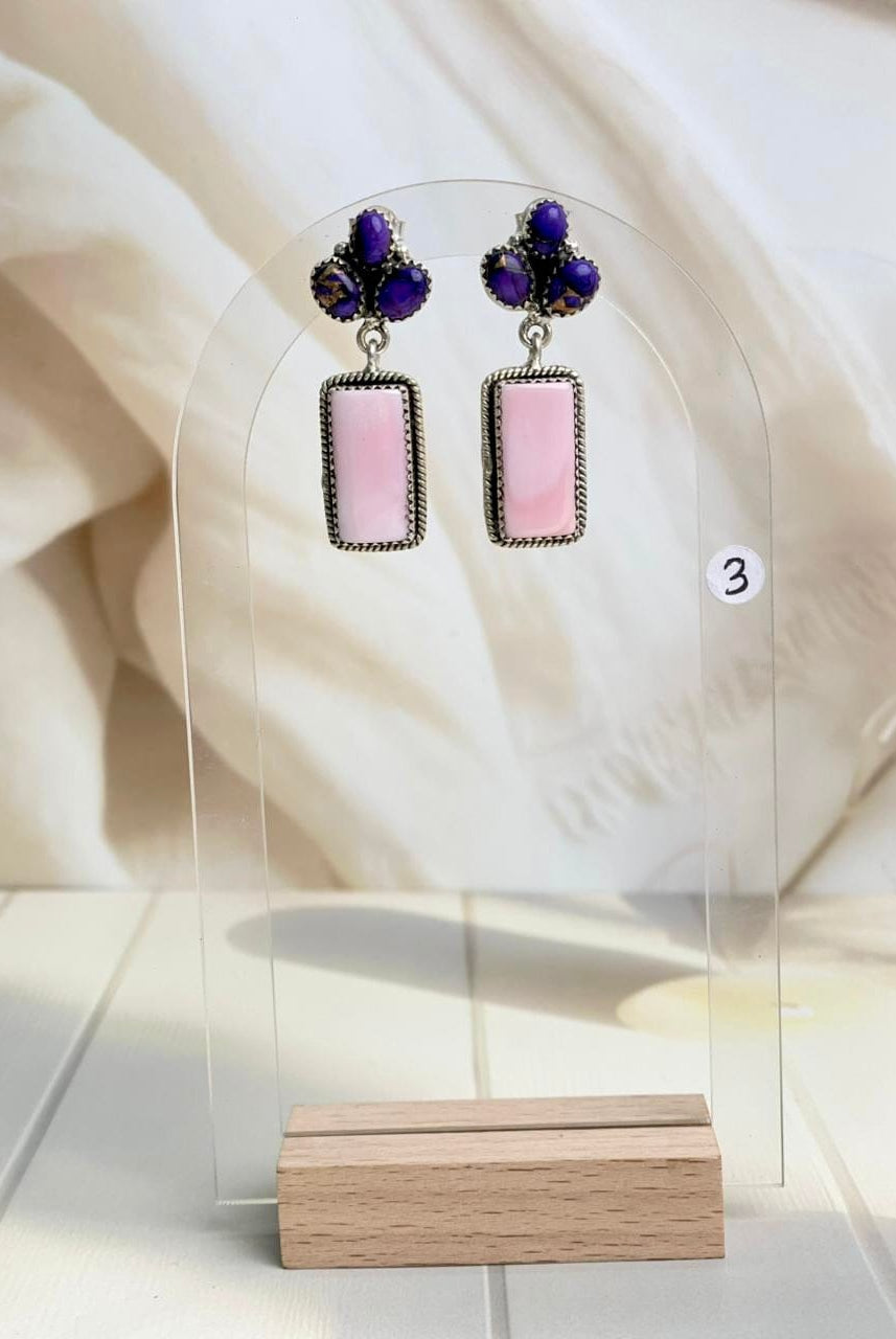 Pink Conch & Berry Dahlia Earrings-Earrings-Krush Kandy, Women's Online Fashion Boutique Located in Phoenix, Arizona (Scottsdale Area)