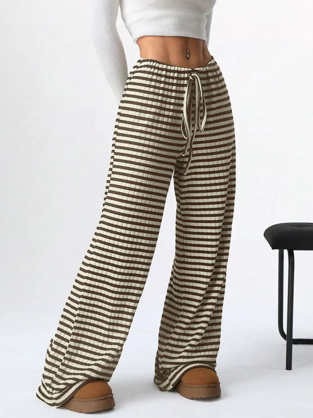 Tied Striped Wide Leg Pants-PANTS-Krush Kandy, Women's Online Fashion Boutique Located in Phoenix, Arizona (Scottsdale Area)