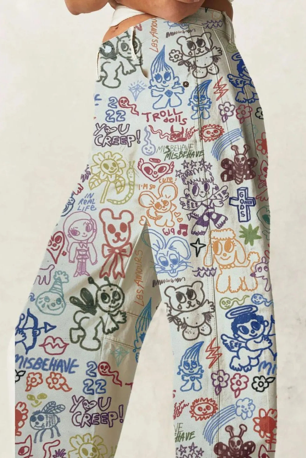 Printed Wide Leg Jeans-Denim-Krush Kandy, Women's Online Fashion Boutique Located in Phoenix, Arizona (Scottsdale Area)