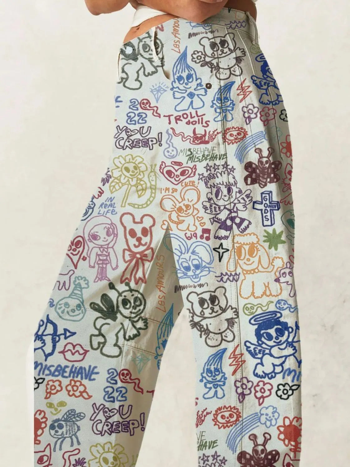 Printed Wide Leg Jeans-Denim-Krush Kandy, Women's Online Fashion Boutique Located in Phoenix, Arizona (Scottsdale Area)