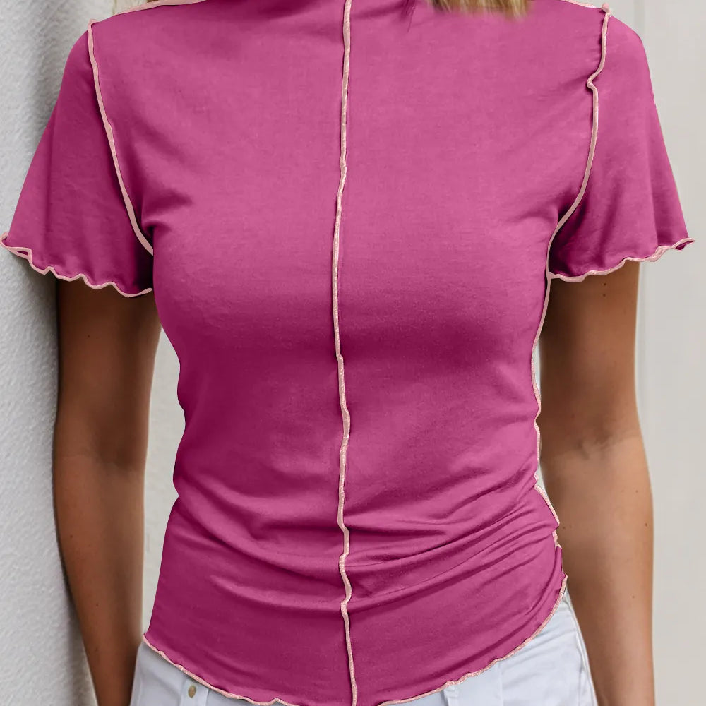 Ruffled Edge Mock Neck Top-Tops-Krush Kandy, Women's Online Fashion Boutique Located in Phoenix, Arizona (Scottsdale Area)