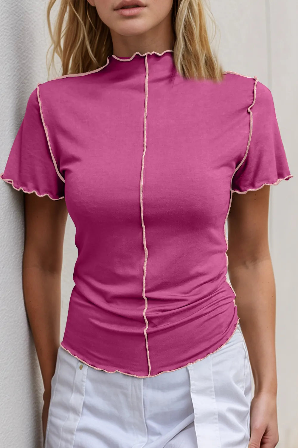 Ruffled Edge Mock Neck Top-Tops-Krush Kandy, Women's Online Fashion Boutique Located in Phoenix, Arizona (Scottsdale Area)
