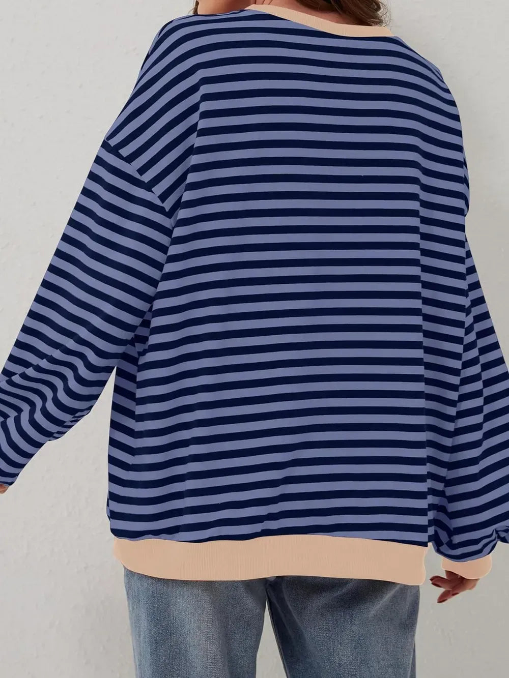 Lovelet Contrast Striped Long Sleeve Sweatshirt-Sweaters-Krush Kandy, Women's Online Fashion Boutique Located in Phoenix, Arizona (Scottsdale Area)