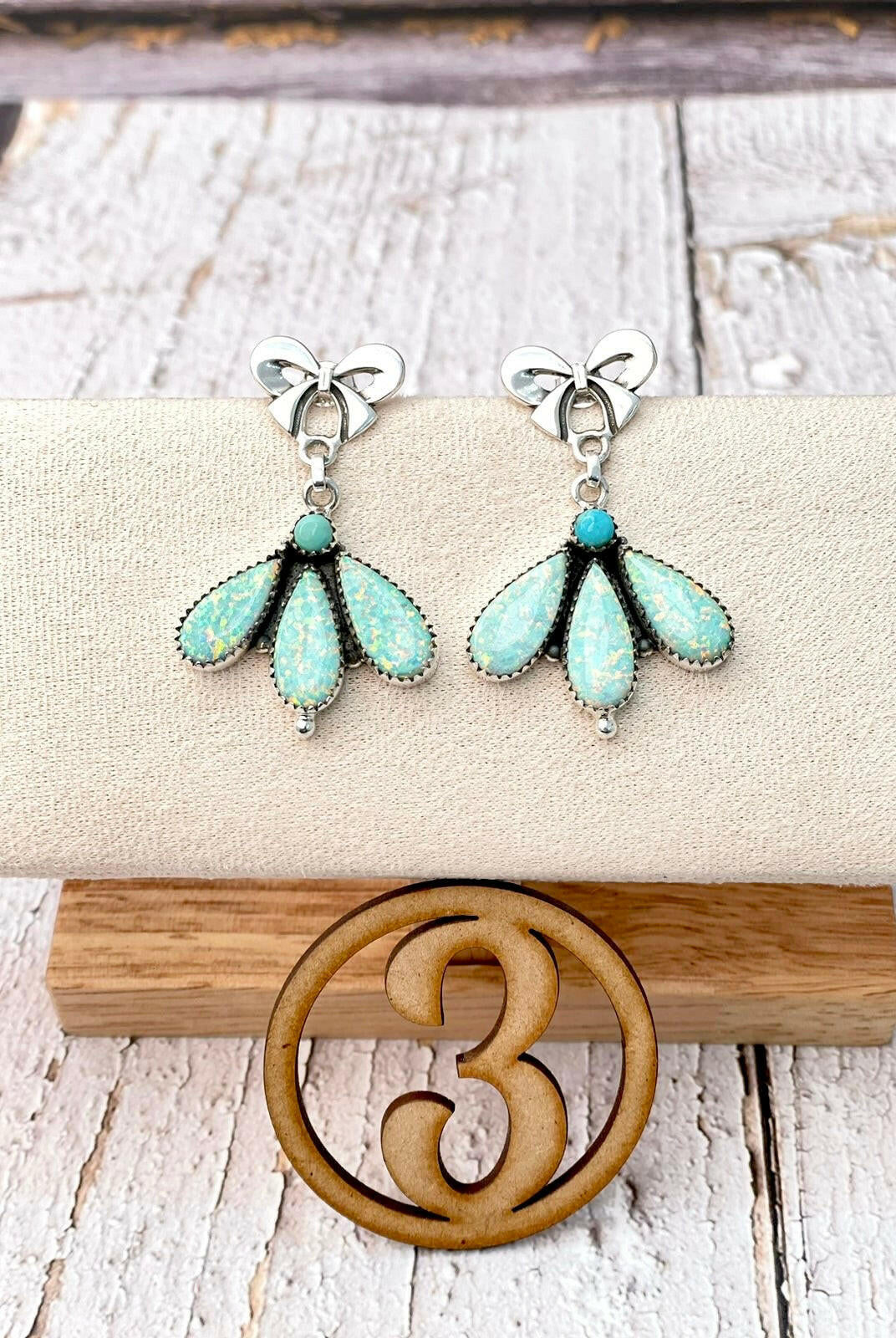 Dreamy Opal Bow Cluster Earrings-Earrings-Krush Kandy, Women's Online Fashion Boutique Located in Phoenix, Arizona (Scottsdale Area)