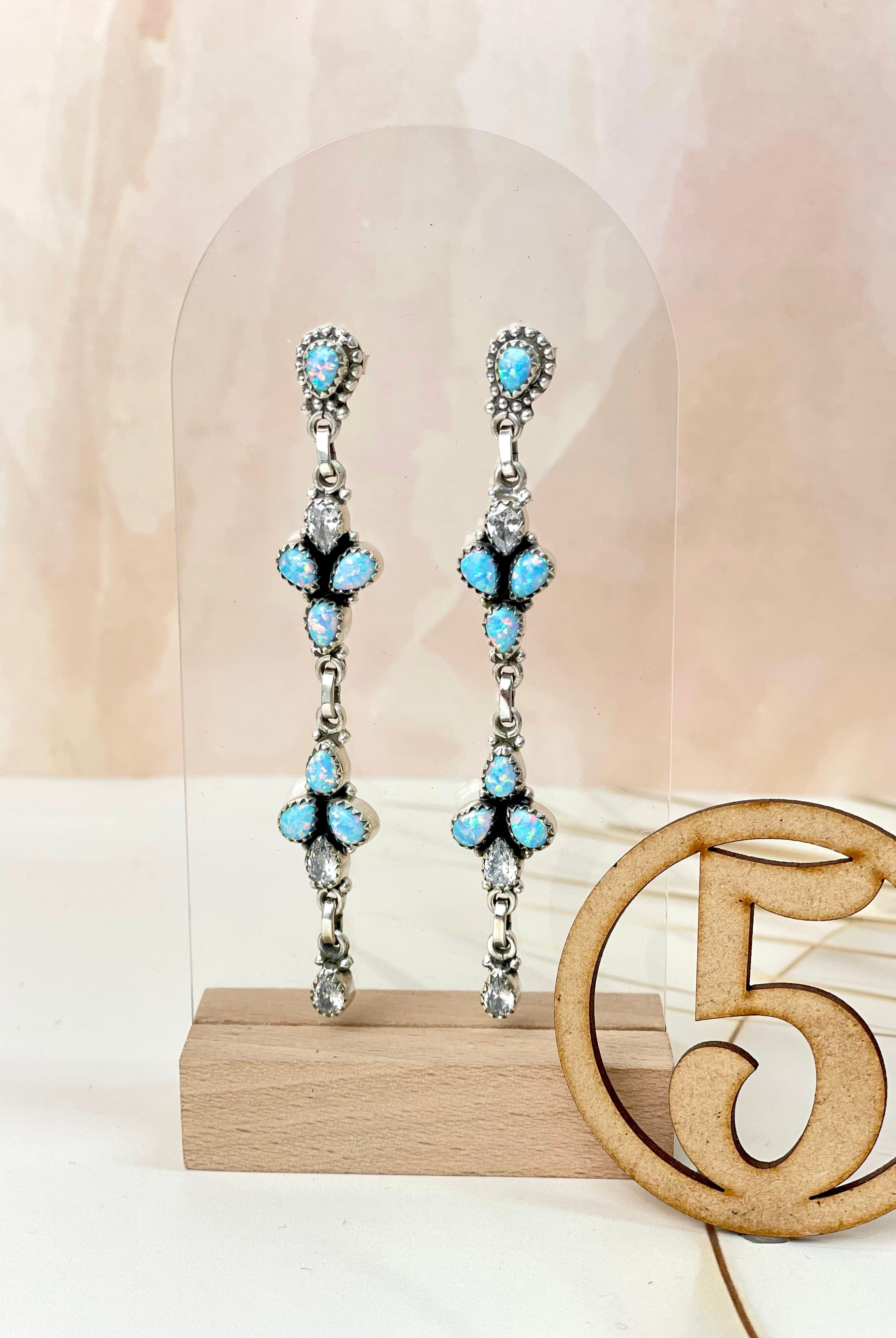 Winter Wonderland Opal & Crystal Earrings-Earrings-Krush Kandy, Women's Online Fashion Boutique Located in Phoenix, Arizona (Scottsdale Area)
