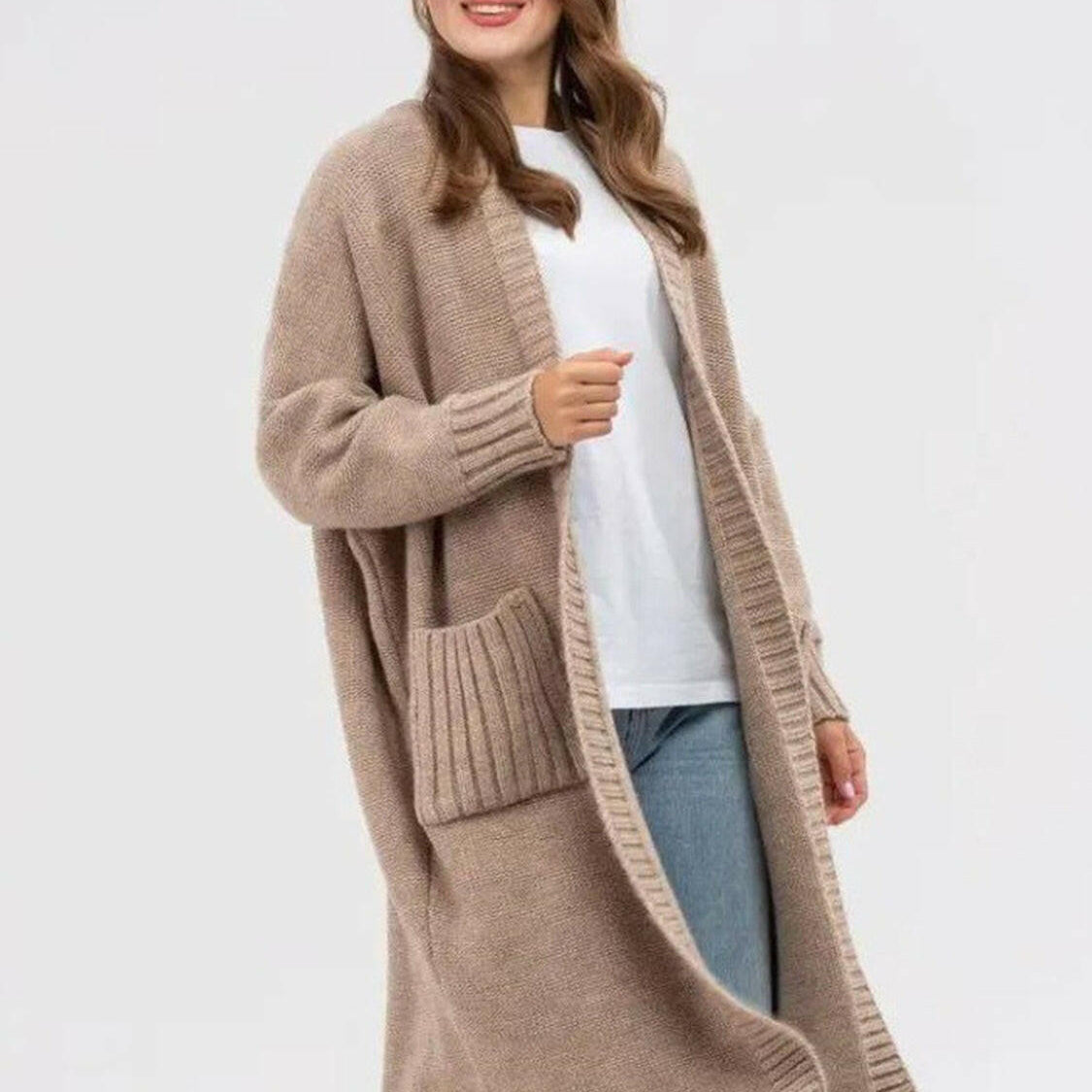 Pocketed Open Front Long Sleeve Longline Cardigan-Krush Kandy, Women's Online Fashion Boutique Located in Phoenix, Arizona (Scottsdale Area)