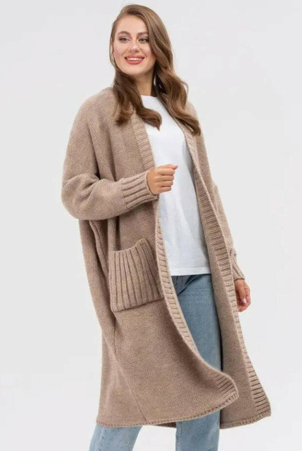 Pocketed Open Front Long Sleeve Longline Cardigan-Krush Kandy, Women's Online Fashion Boutique Located in Phoenix, Arizona (Scottsdale Area)