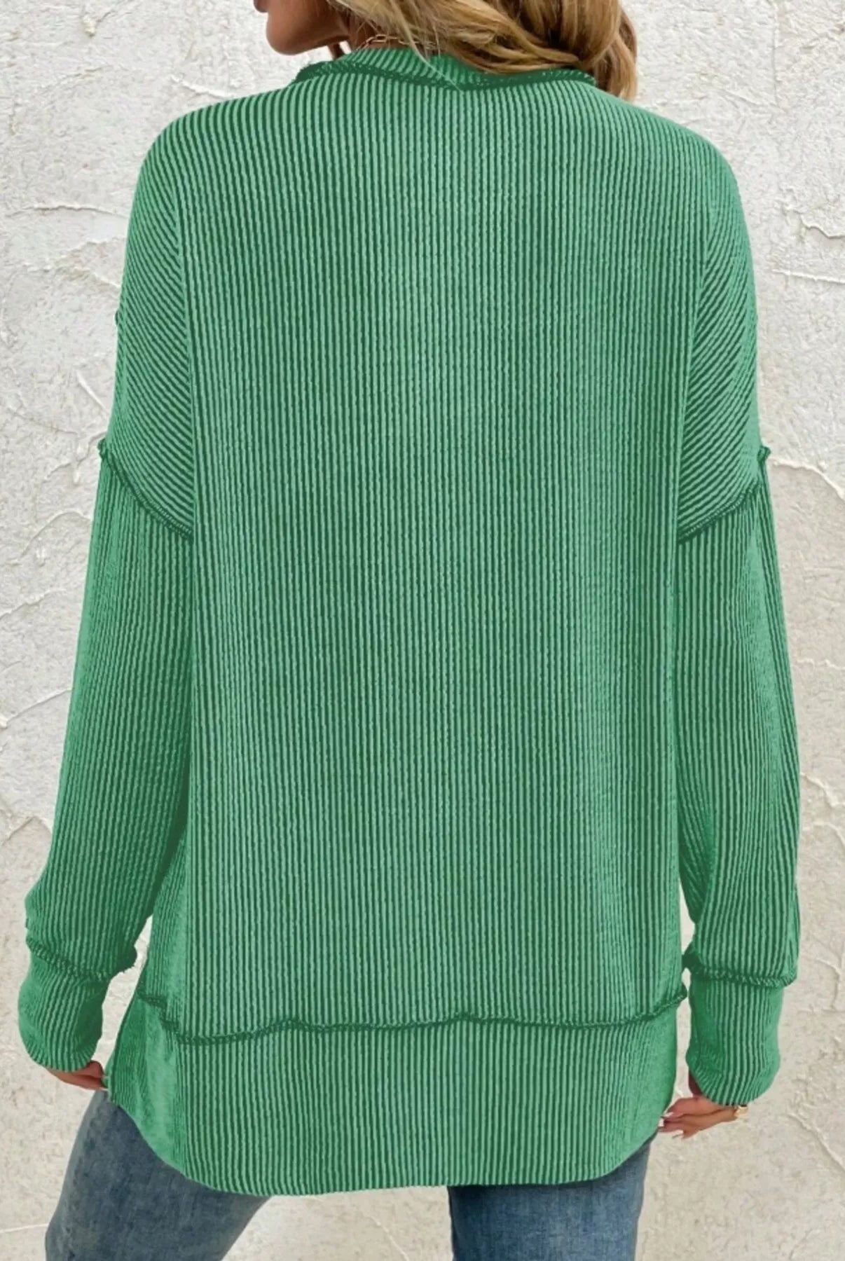 Side Slit Round Neck Dropped Shoulder Sweatshirt-Sweaters-Krush Kandy, Women's Online Fashion Boutique Located in Phoenix, Arizona (Scottsdale Area)