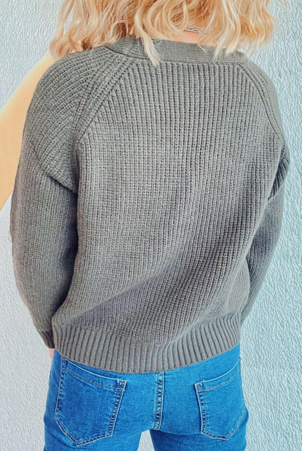 Cable-Knit V-Neck Button Down Long Sleeve Cardigan-Krush Kandy, Women's Online Fashion Boutique Located in Phoenix, Arizona (Scottsdale Area)