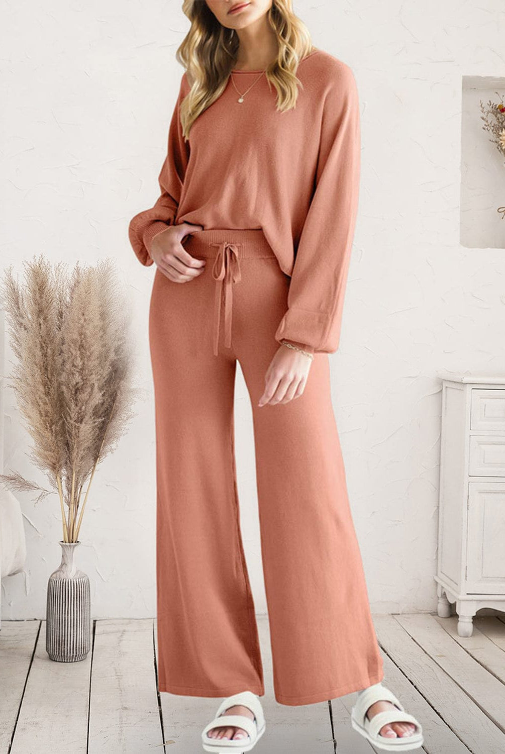 Long Sleeve Lounge Top and Drawstring Pants Set-Krush Kandy, Women's Online Fashion Boutique Located in Phoenix, Arizona (Scottsdale Area)