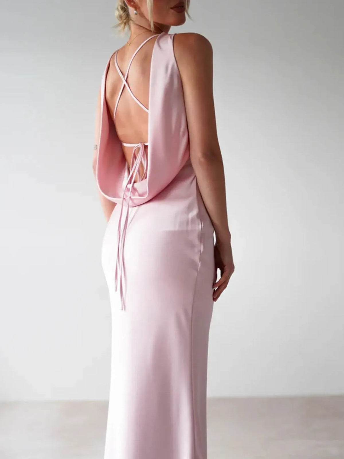 Satin Sleeveless Maxi Dress-Dresses-Krush Kandy, Women's Online Fashion Boutique Located in Phoenix, Arizona (Scottsdale Area)