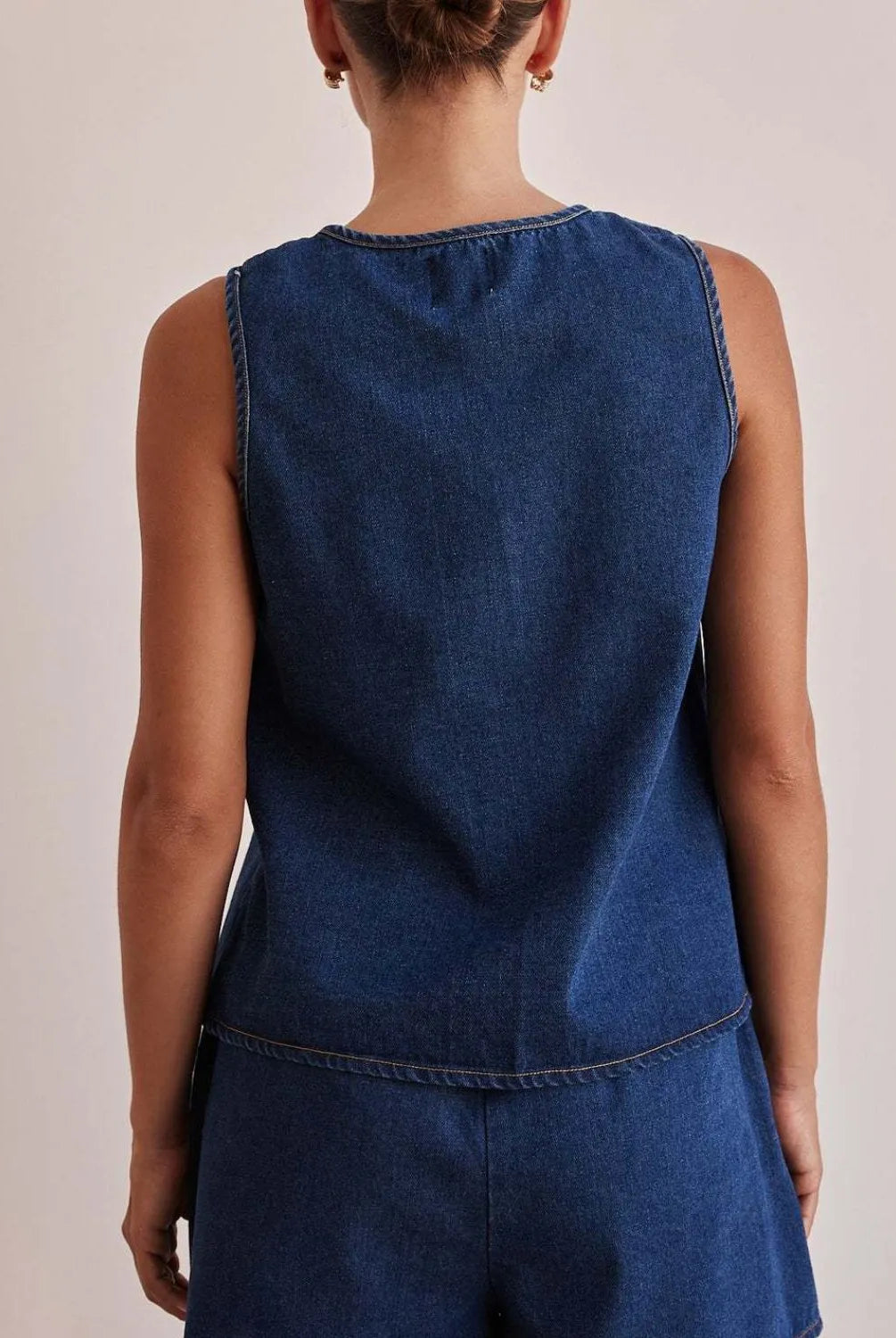 Tie Front Denim Vest-Tops-Krush Kandy, Women's Online Fashion Boutique Located in Phoenix, Arizona (Scottsdale Area)