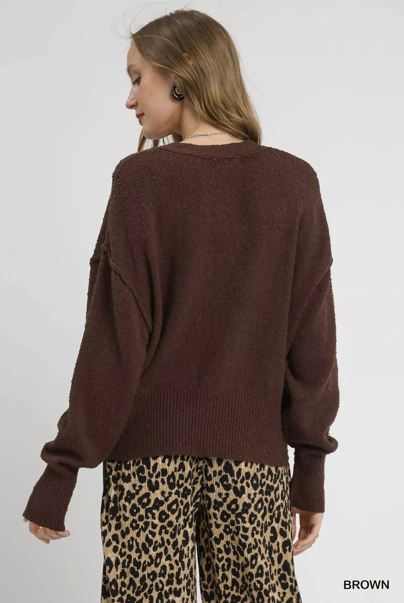 Umgee Button-Front V-Neck Knit Cardigan-Sweaters-Krush Kandy, Women's Online Fashion Boutique Located in Phoenix, Arizona (Scottsdale Area)