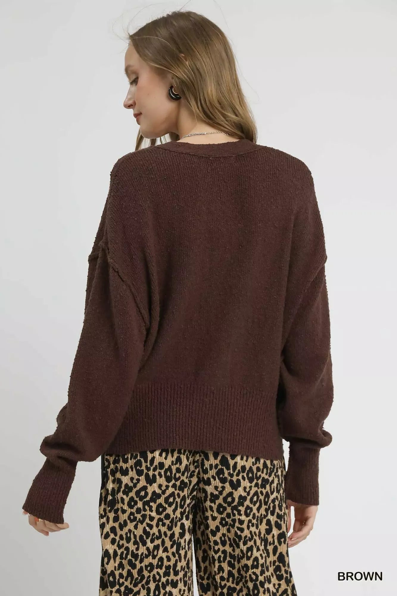 Umgee Button-Front V-Neck Knit Cardigan-Sweaters-Krush Kandy, Women's Online Fashion Boutique Located in Phoenix, Arizona (Scottsdale Area)