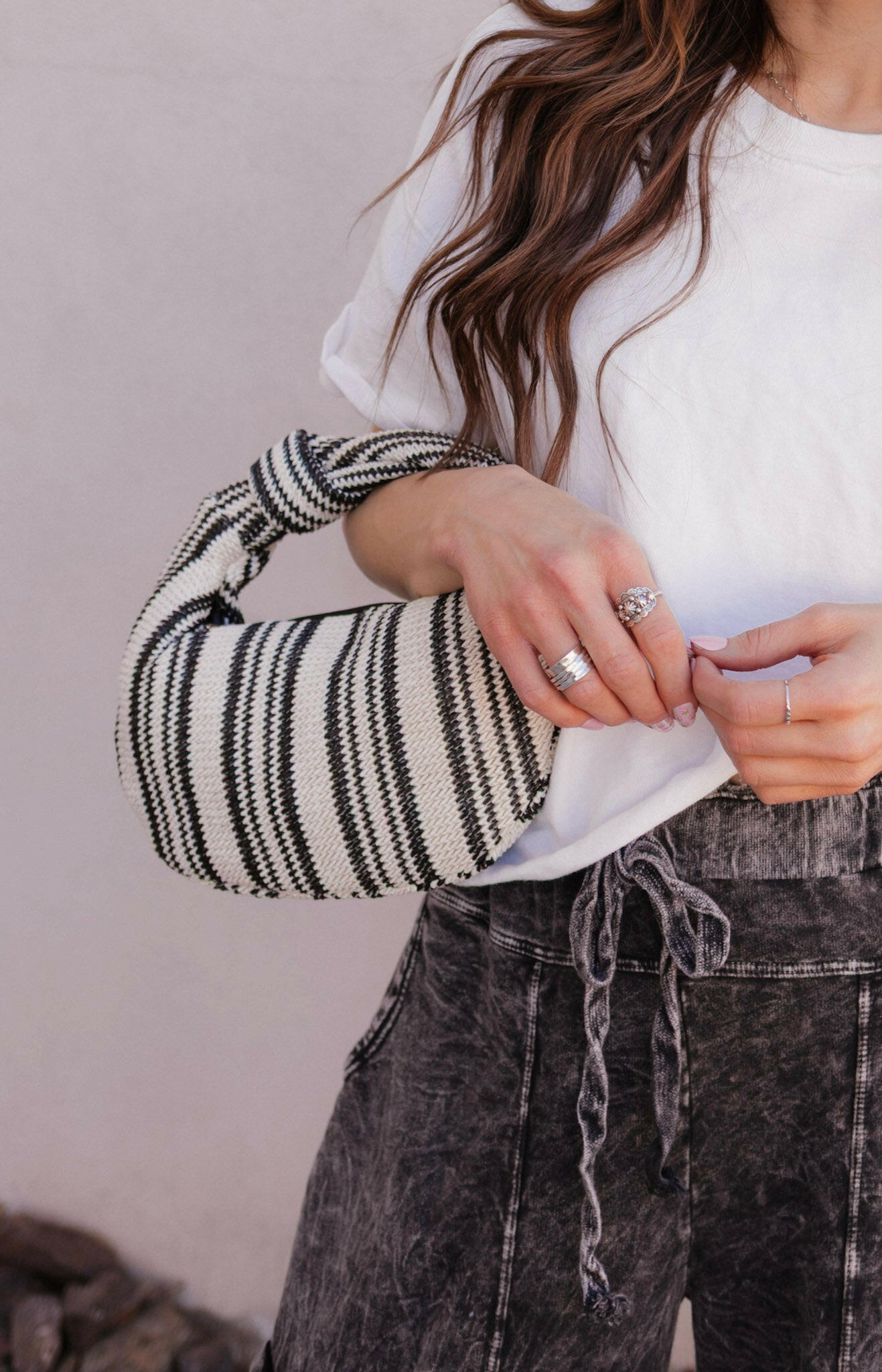 The Striped Chic Knot Clutch-handbags-Krush Kandy, Women's Online Fashion Boutique Located in Phoenix, Arizona (Scottsdale Area)