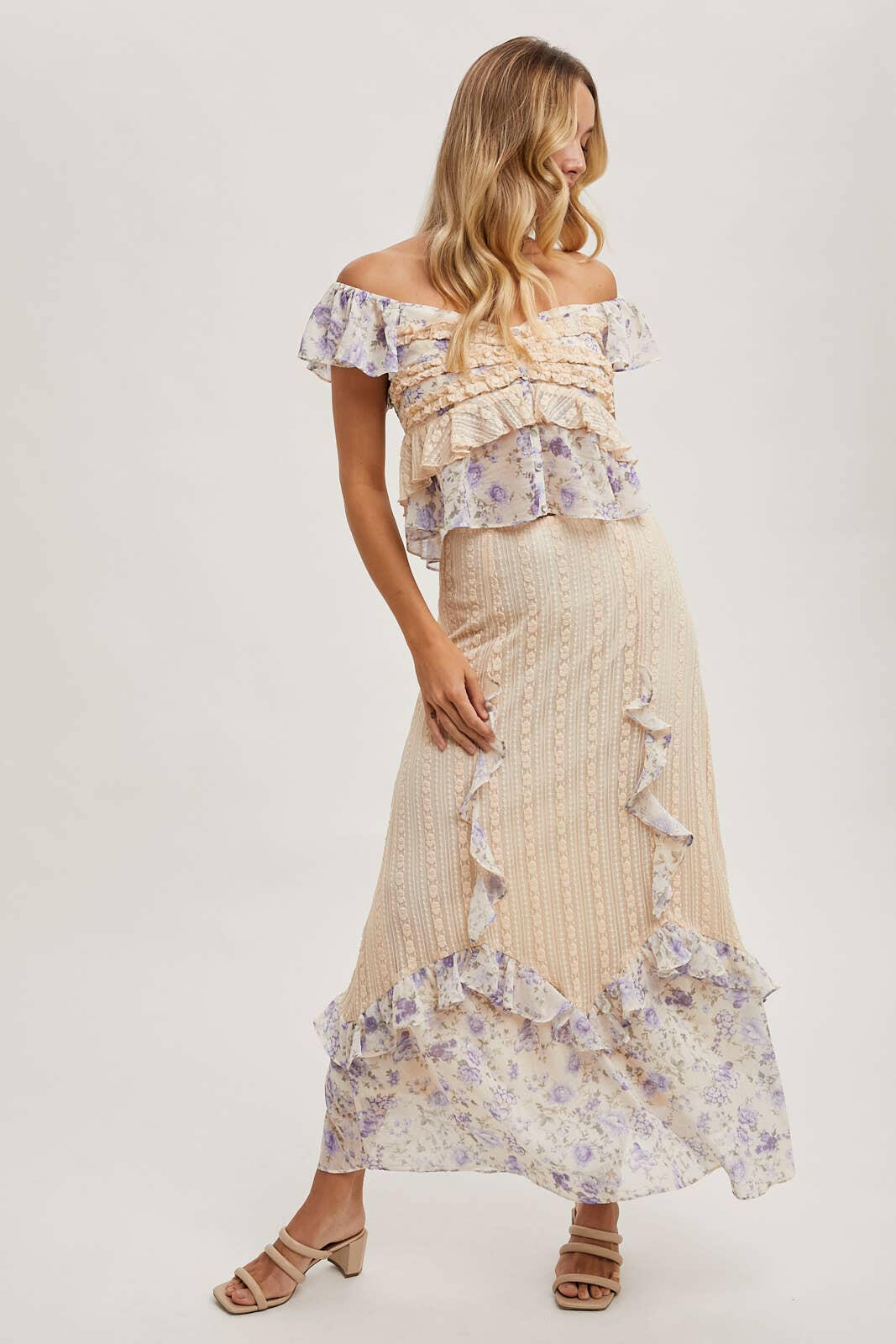 Floral Print Trimmed Maxi Lace Skirt-Skirts-Krush Kandy, Women's Online Fashion Boutique Located in Phoenix, Arizona (Scottsdale Area)
