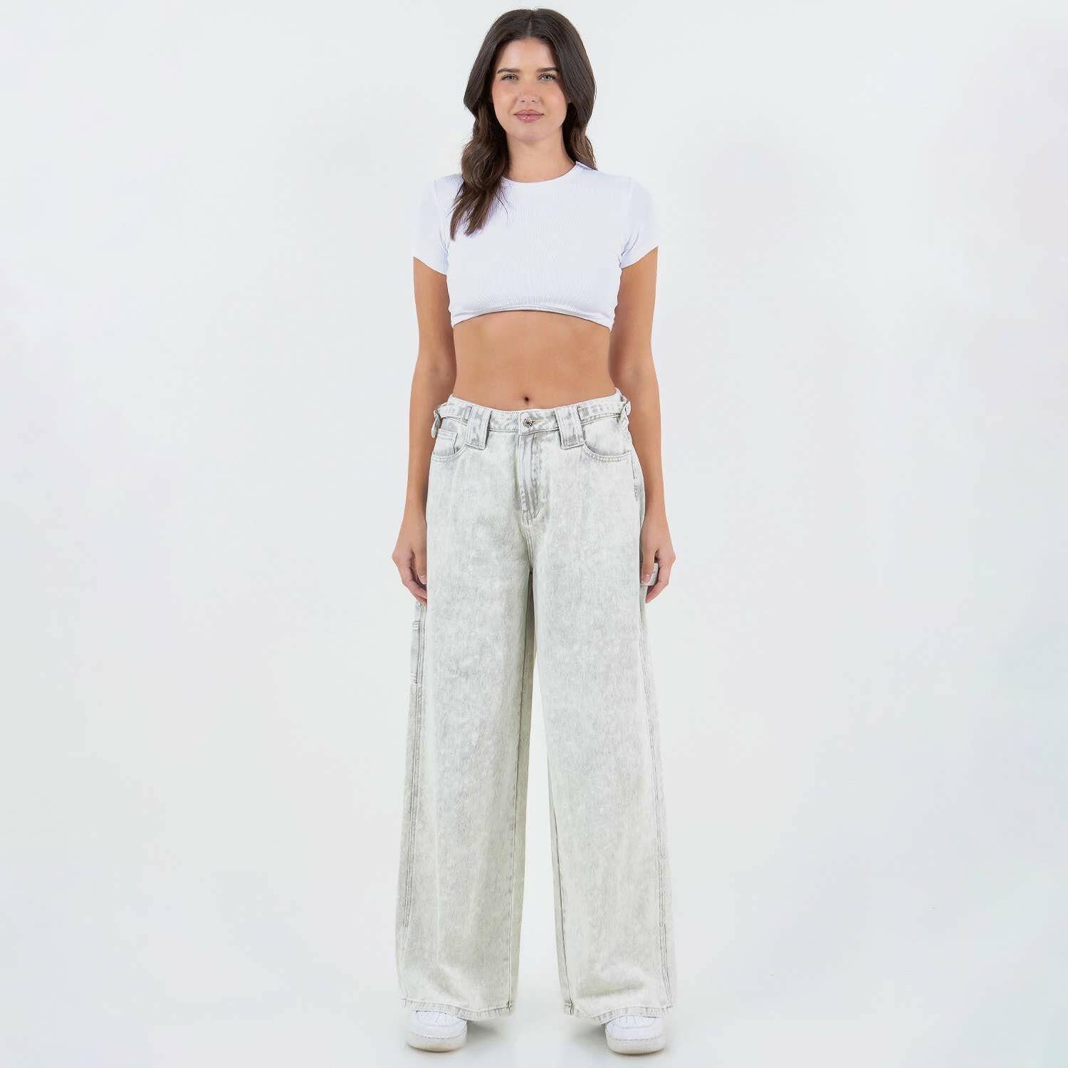 Wide Leg Waist Strap Carpenter Jeans-Denim-Krush Kandy, Women's Online Fashion Boutique Located in Phoenix, Arizona (Scottsdale Area)