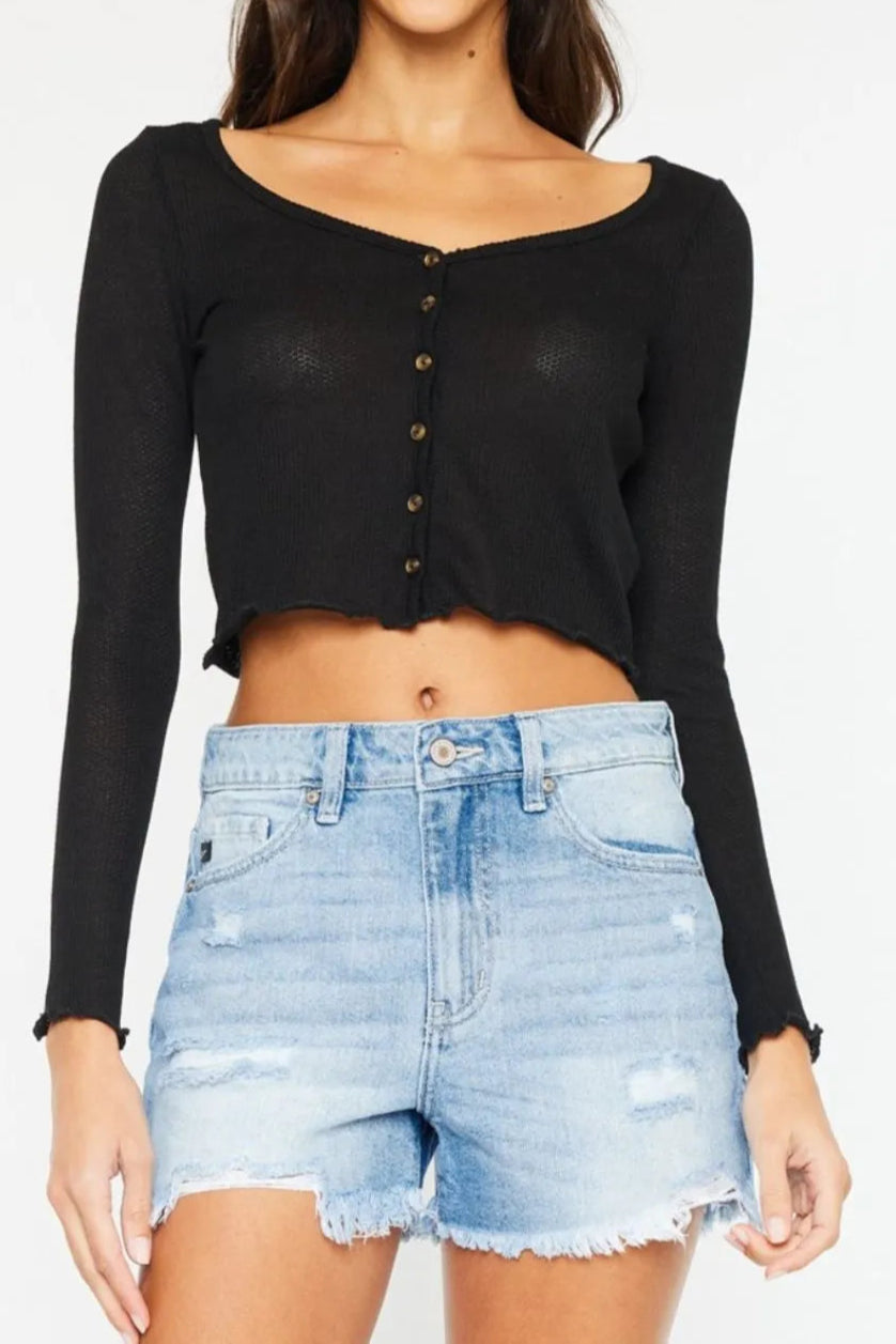 Kancan High Waist Frayed Denim Shorts-Denim-Krush Kandy, Women's Online Fashion Boutique Located in Phoenix, Arizona (Scottsdale Area)