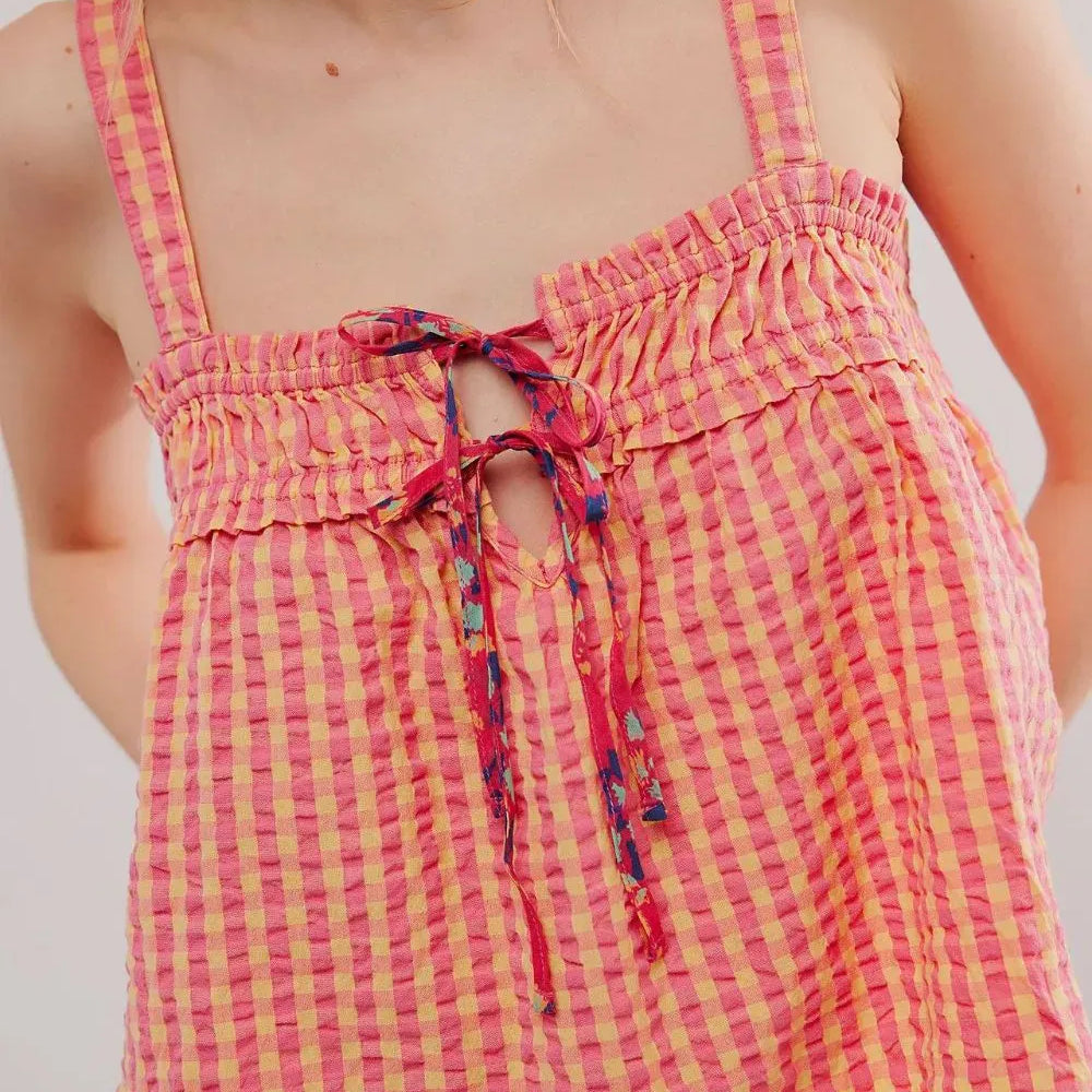 Tied Front Textured Square Neck Cami-Krush Kandy, Women's Online Fashion Boutique Located in Phoenix, Arizona (Scottsdale Area)