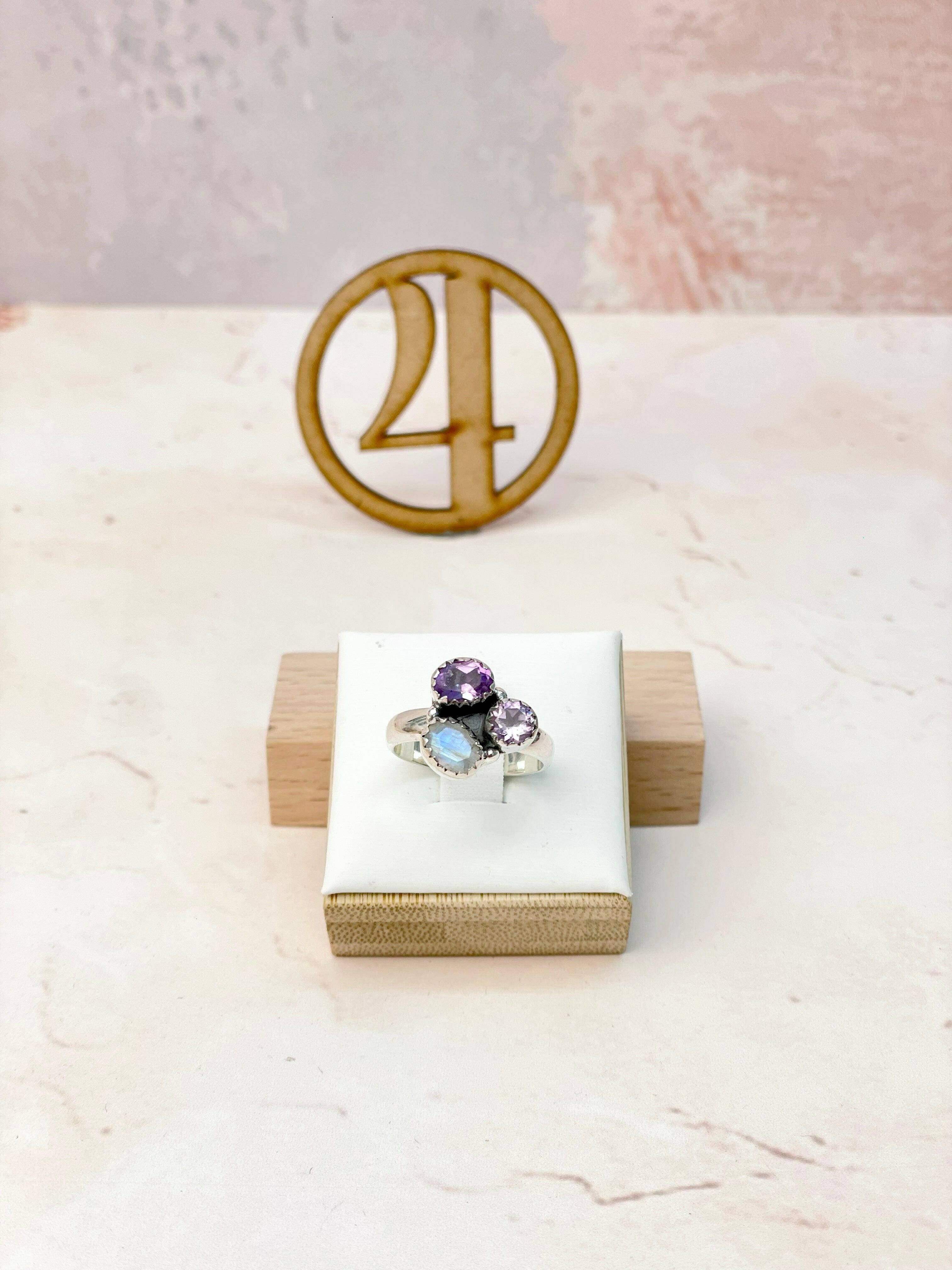 Dainty Labradorite and Moostone Rings-Rings-Krush Kandy, Women's Online Fashion Boutique Located in Phoenix, Arizona (Scottsdale Area)