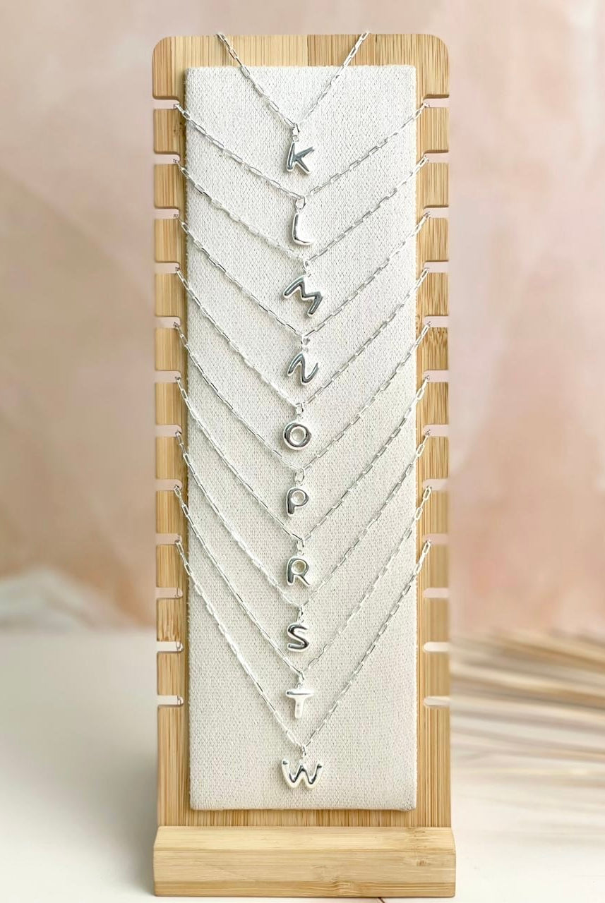 Bubble Initials Sterling Silver Necklace-Necklaces-Krush Kandy, Women's Online Fashion Boutique Located in Phoenix, Arizona (Scottsdale Area)