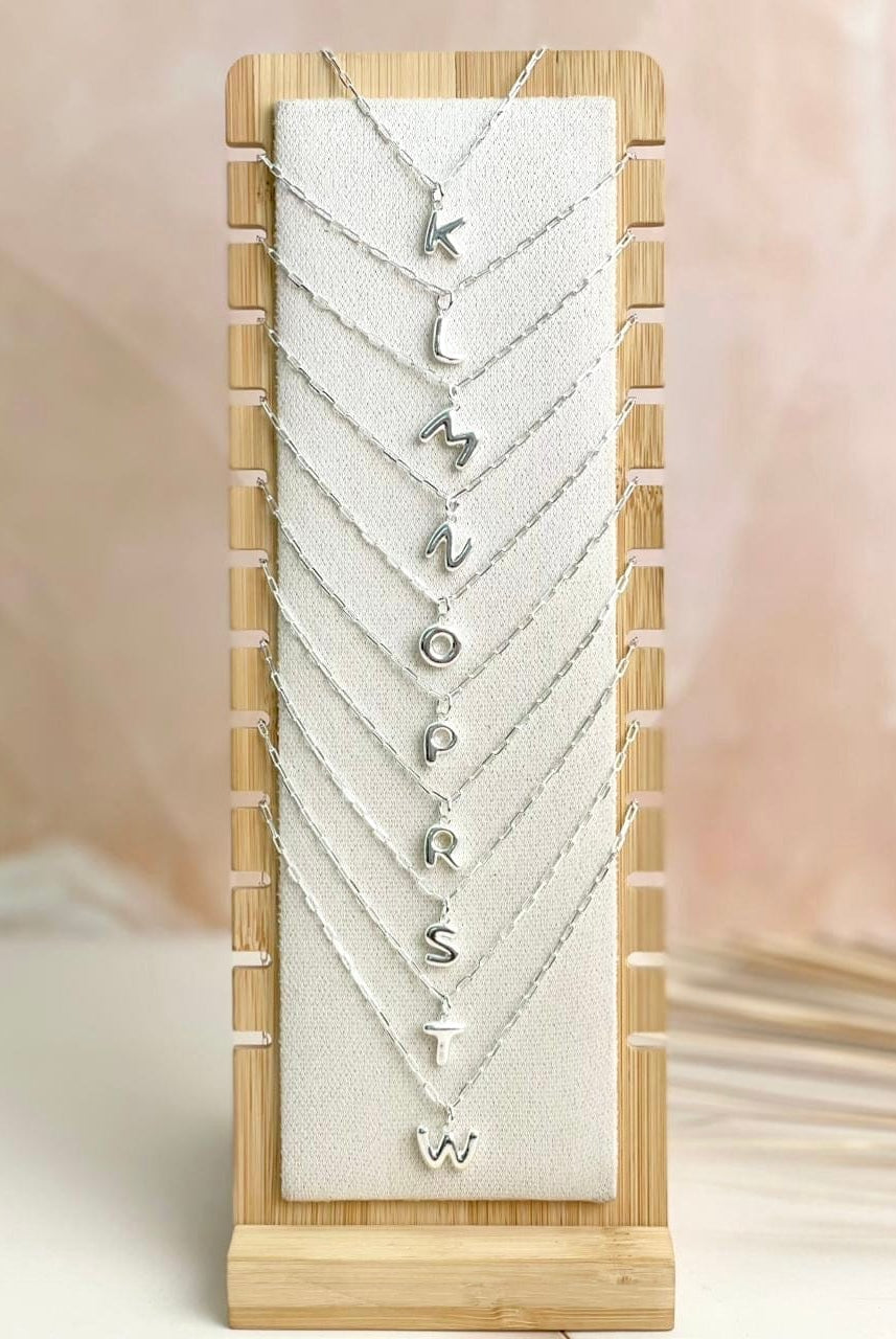 Bubble Initials Sterling Silver Necklace-Necklaces-Krush Kandy, Women's Online Fashion Boutique Located in Phoenix, Arizona (Scottsdale Area)