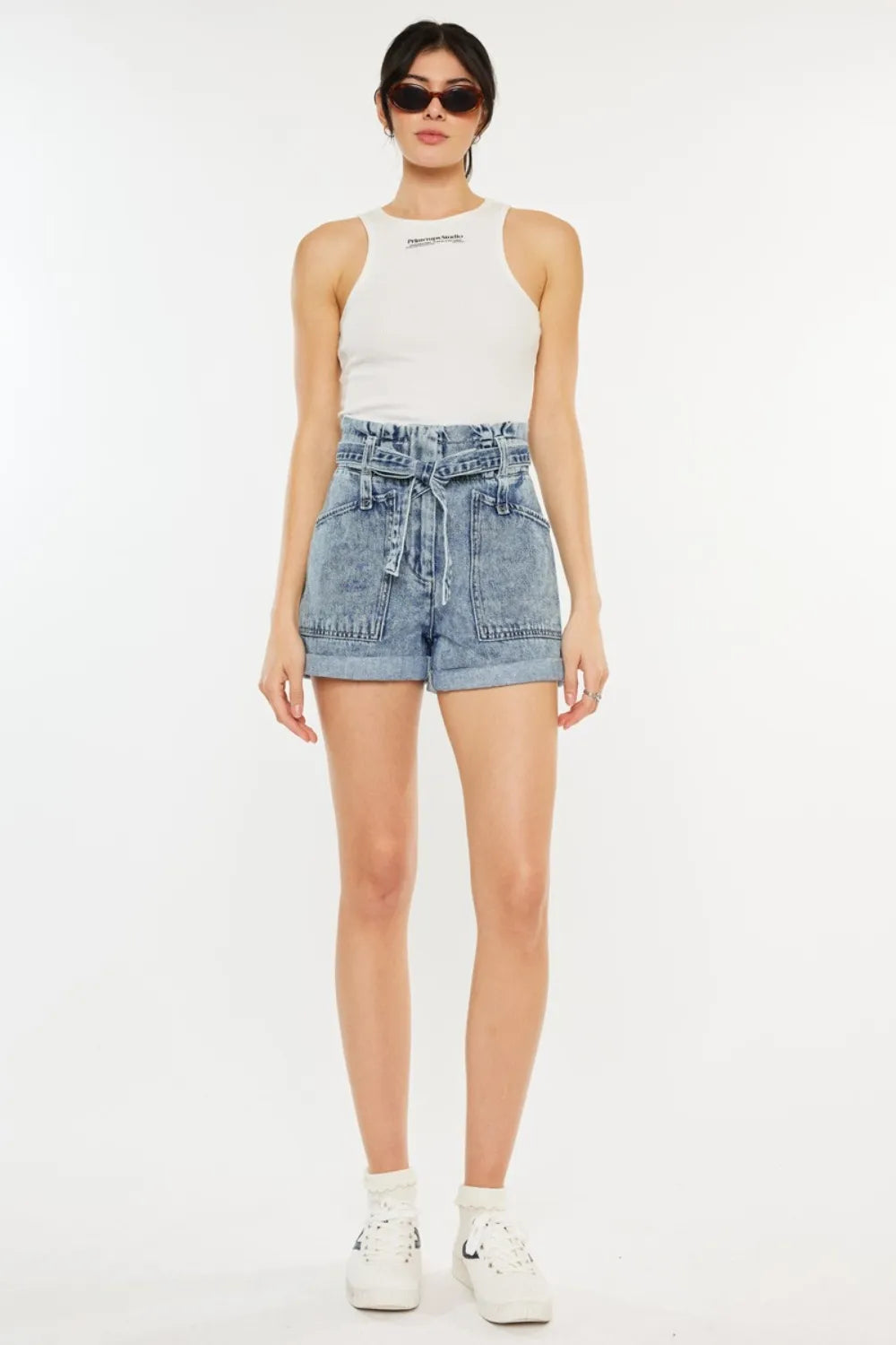 Kancan Ultra High Rise Paperbag Denim Shorts-shorts-Krush Kandy, Women's Online Fashion Boutique Located in Phoenix, Arizona (Scottsdale Area)