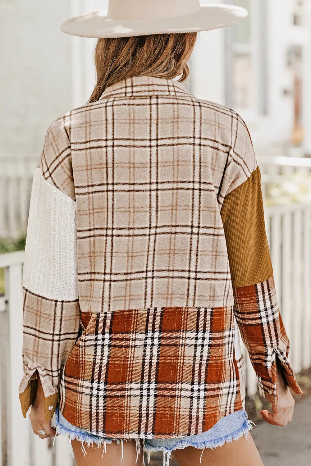 Patchwork Plaid Button Down-Tops-Krush Kandy, Women's Online Fashion Boutique Located in Phoenix, Arizona (Scottsdale Area)