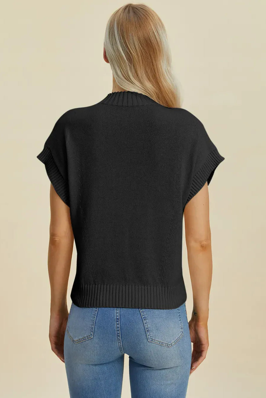 Double Take Full Size Mock Neck Short Sleeve Sweater-Krush Kandy, Women's Online Fashion Boutique Located in Phoenix, Arizona (Scottsdale Area)