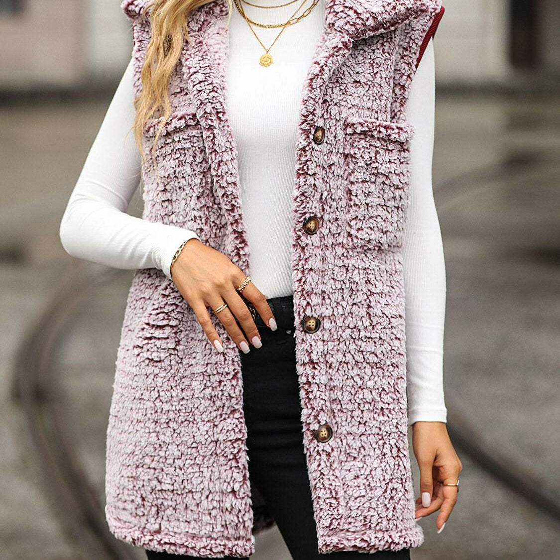 Full Size Button Down Collared Neck Vest-Krush Kandy, Women's Online Fashion Boutique Located in Phoenix, Arizona (Scottsdale Area)