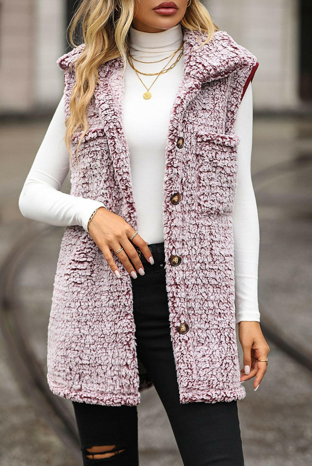 Full Size Button Down Collared Neck Vest-Krush Kandy, Women's Online Fashion Boutique Located in Phoenix, Arizona (Scottsdale Area)