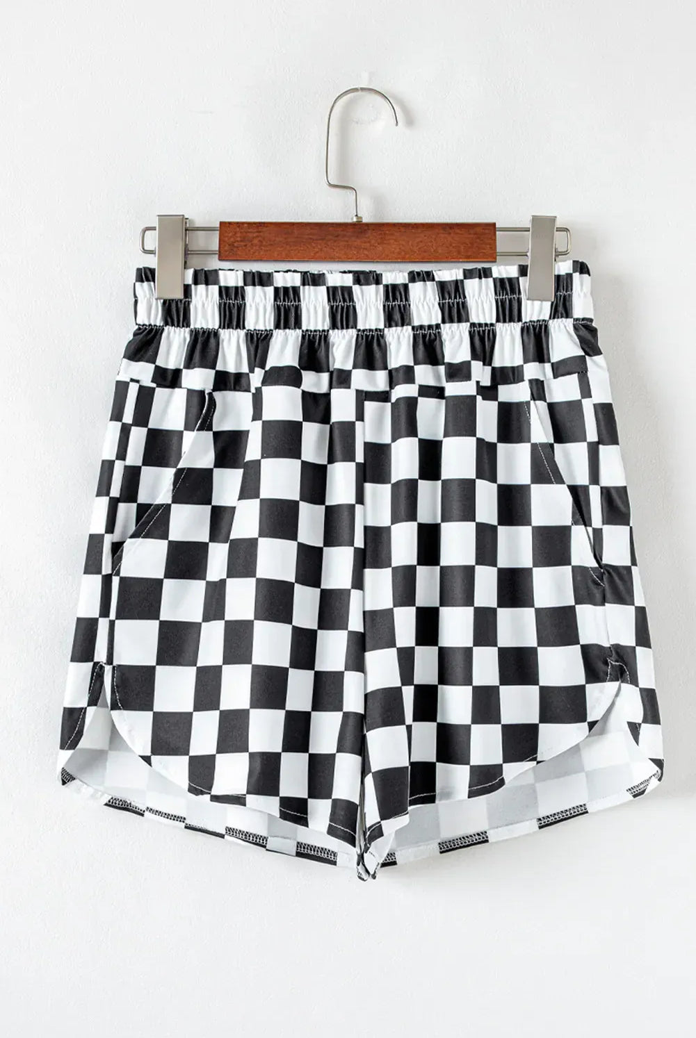 Checkered Print High Waist Casual Shorts-Shorts-Krush Kandy, Women's Online Fashion Boutique Located in Phoenix, Arizona (Scottsdale Area)