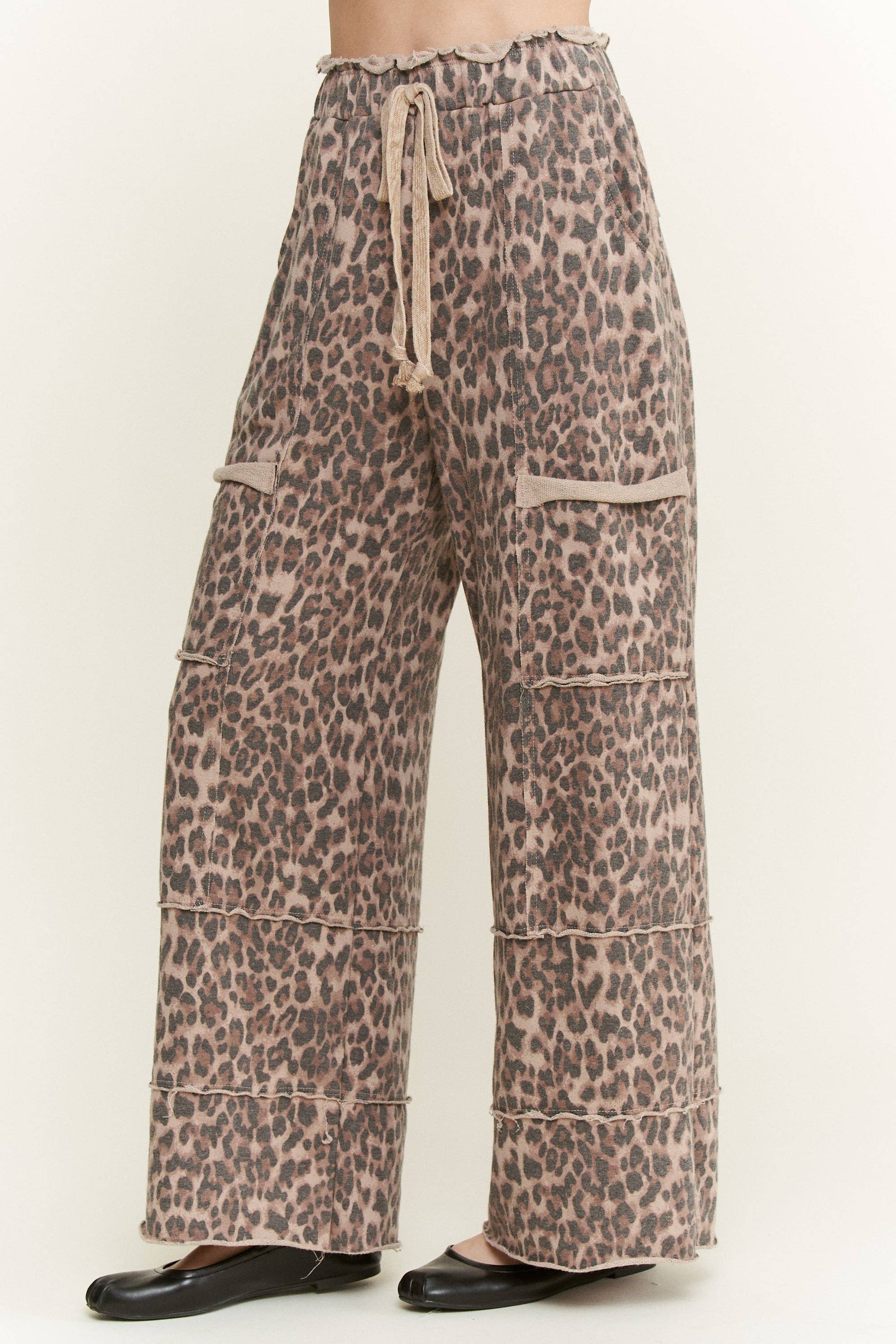Mineral Washed Animal Leopard Wide Leg Pants-Pants-Krush Kandy, Women's Online Fashion Boutique Located in Phoenix, Arizona (Scottsdale Area)