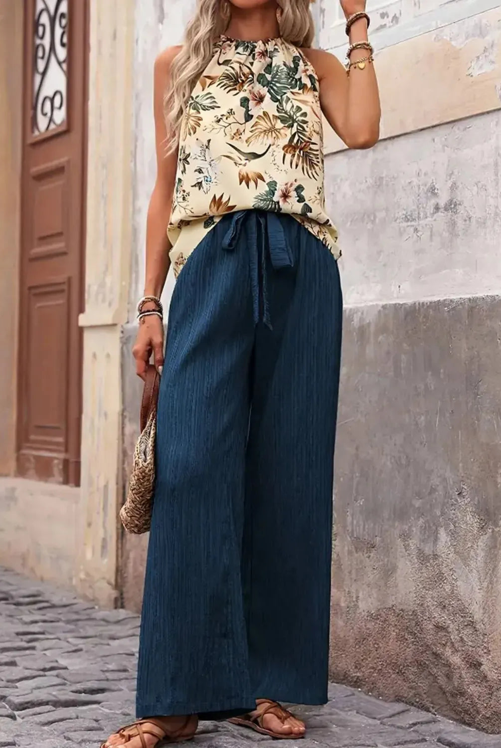 Printed Tank Top and Wide Leg Pants Set-Tops-Krush Kandy, Women's Online Fashion Boutique Located in Phoenix, Arizona (Scottsdale Area)