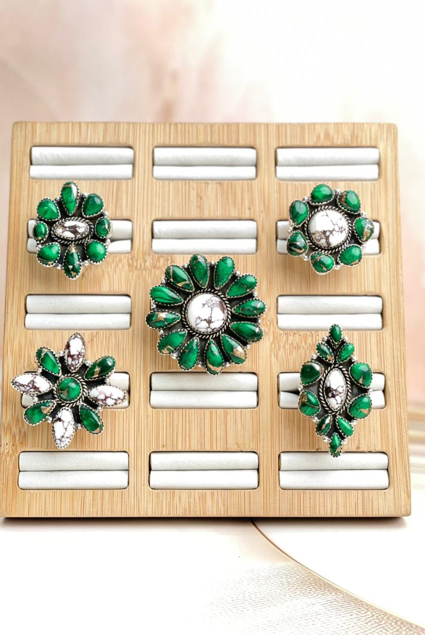 Irish Green Dahlia Rings sno 14-Rings-Krush Kandy, Women's Online Fashion Boutique Located in Phoenix, Arizona (Scottsdale Area)