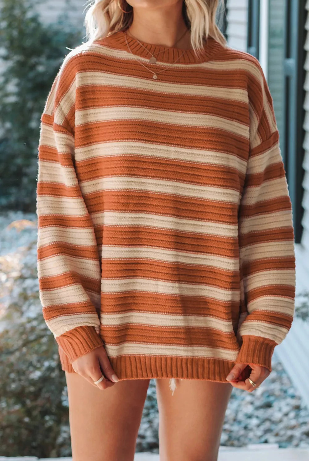Striped Oversized Dropped Shoulder Sweater-Sweater-Krush Kandy, Women's Online Fashion Boutique Located in Phoenix, Arizona (Scottsdale Area)