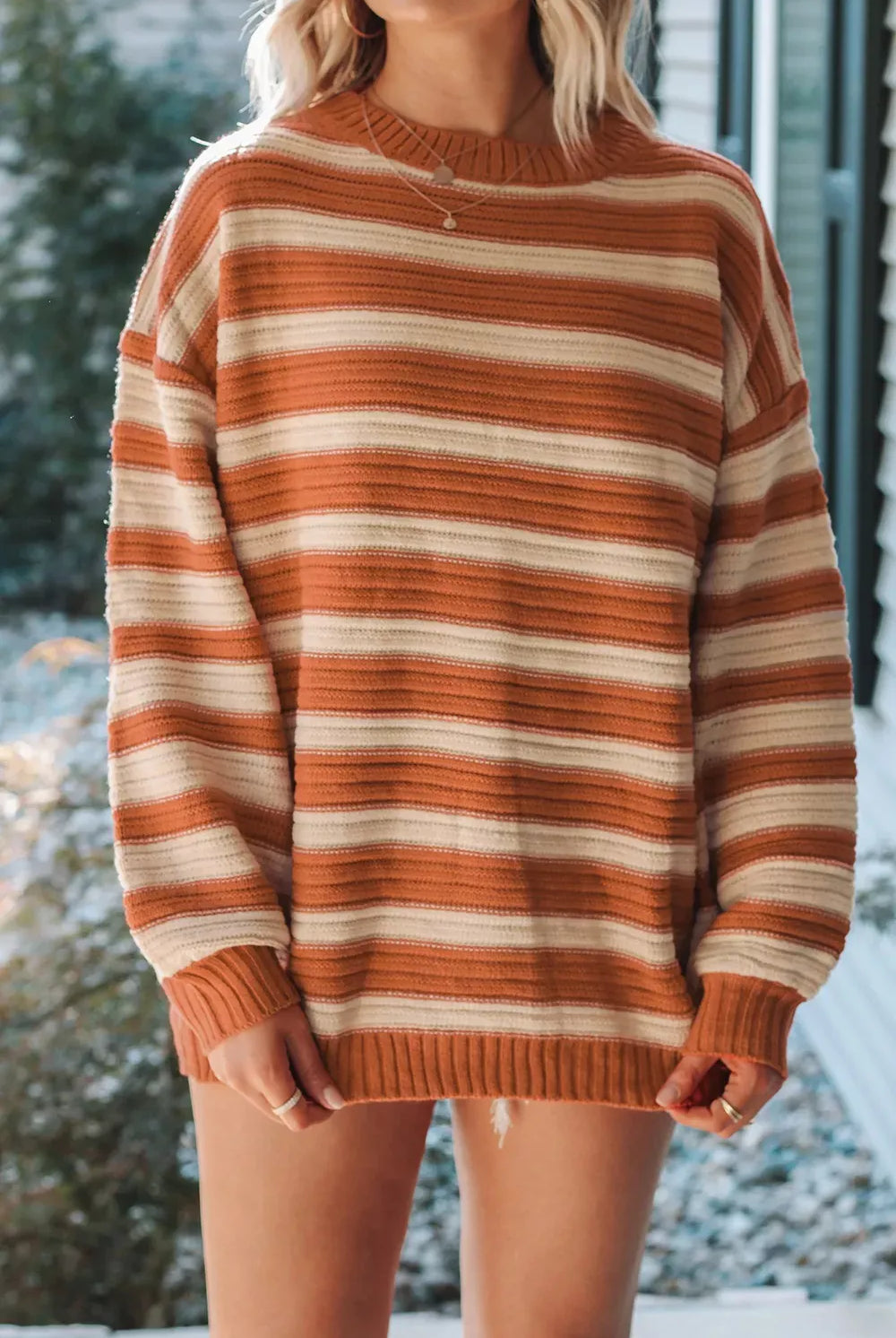 Striped Oversized Dropped Shoulder Sweater-Sweater-Krush Kandy, Women's Online Fashion Boutique Located in Phoenix, Arizona (Scottsdale Area)