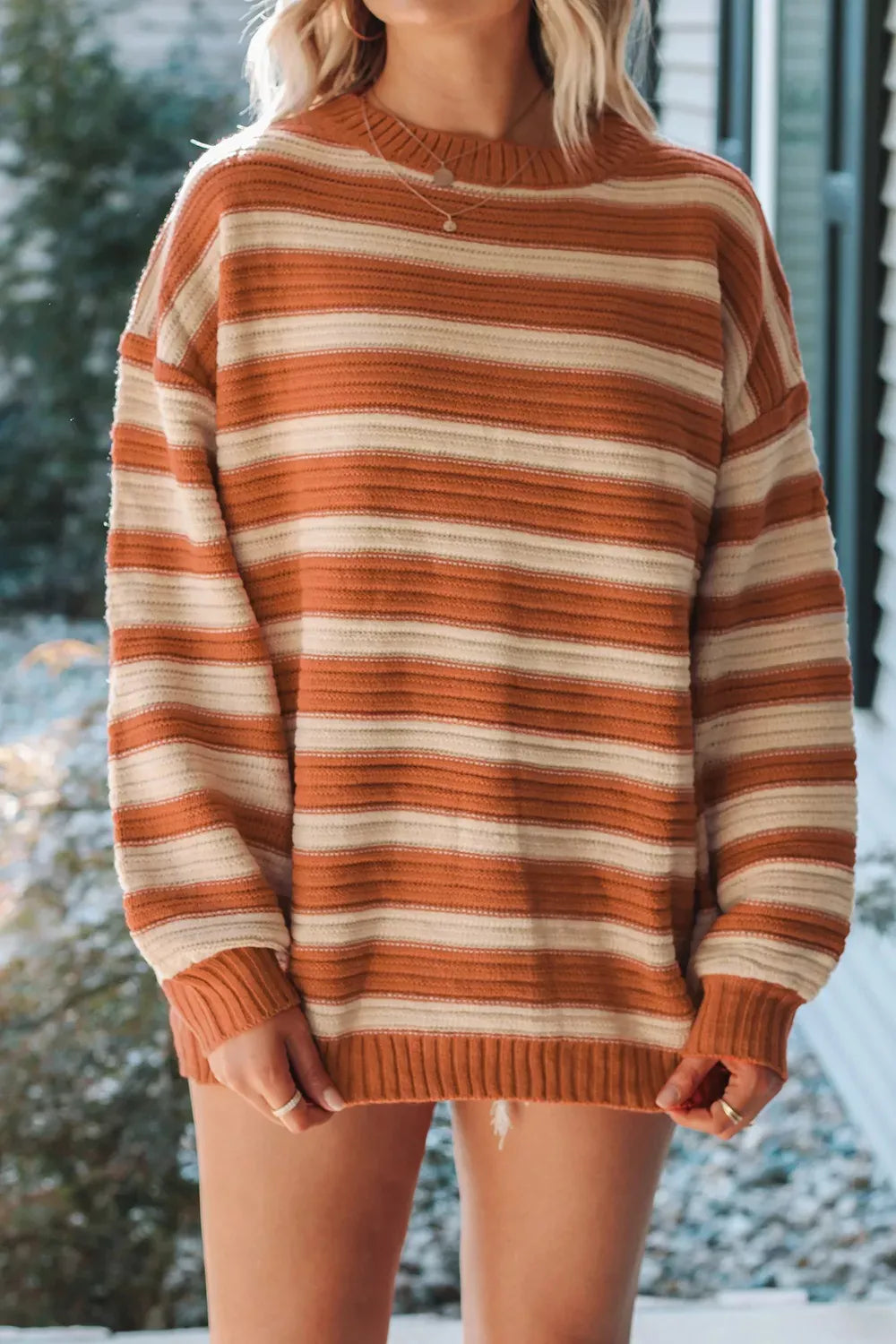 Striped Oversized Dropped Shoulder Sweater-Sweater-Krush Kandy, Women's Online Fashion Boutique Located in Phoenix, Arizona (Scottsdale Area)
