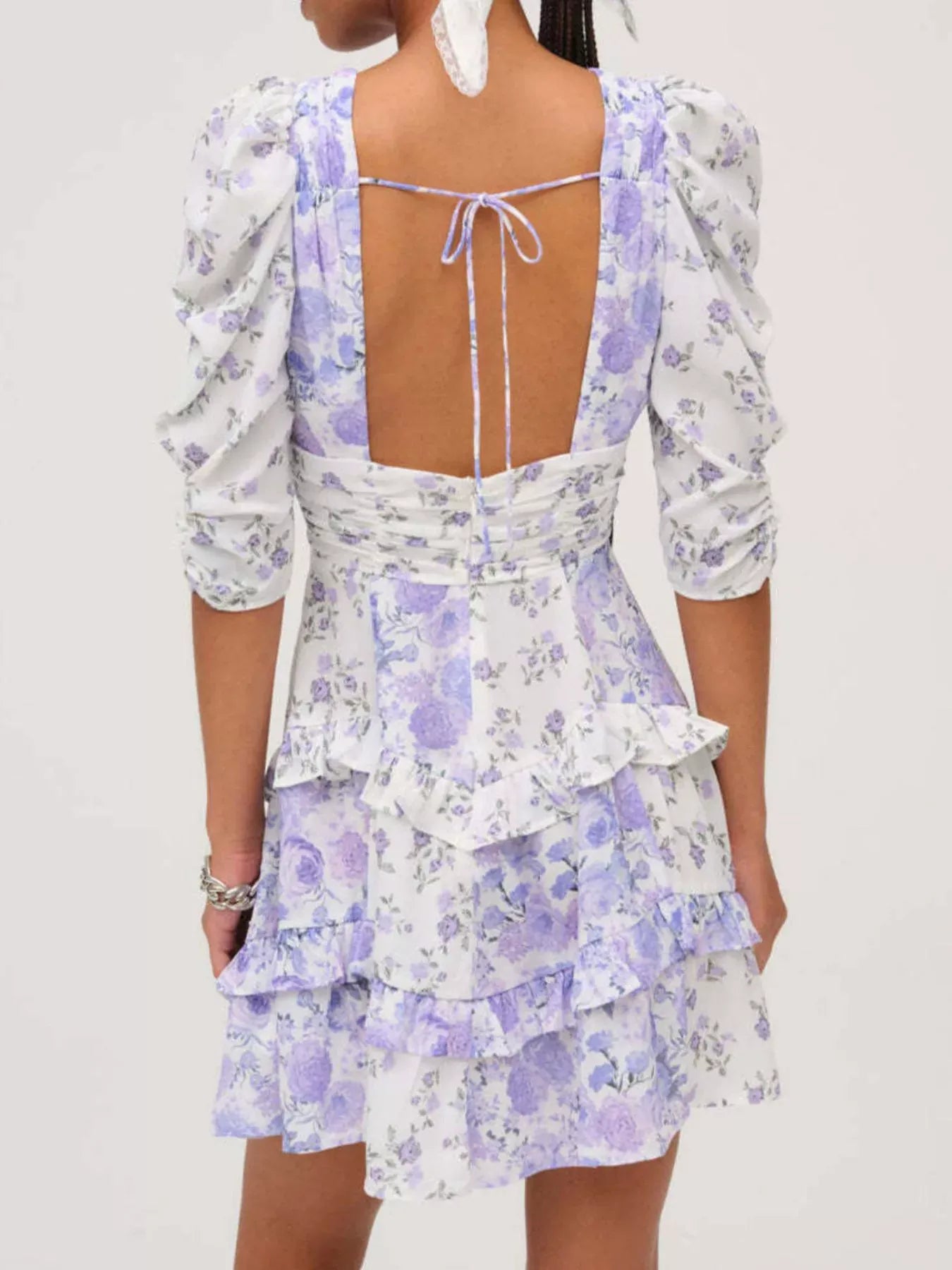 Ruffled Floral Print Half Sleeve Dress-Dresses-Krush Kandy, Women's Online Fashion Boutique Located in Phoenix, Arizona (Scottsdale Area)