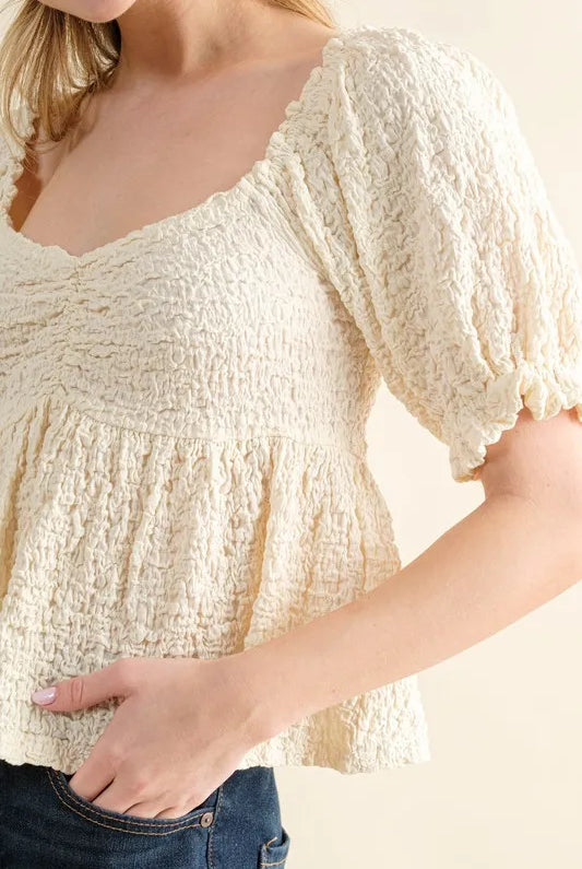And The Why Lovely Textured and Smocked Top-Tops-Krush Kandy, Women's Online Fashion Boutique Located in Phoenix, Arizona (Scottsdale Area)
